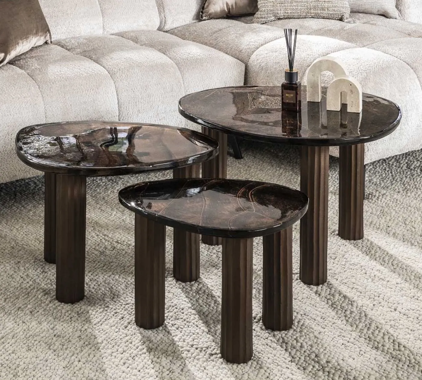 Couchtisch Mira 2 | Glas | Antikkupfer