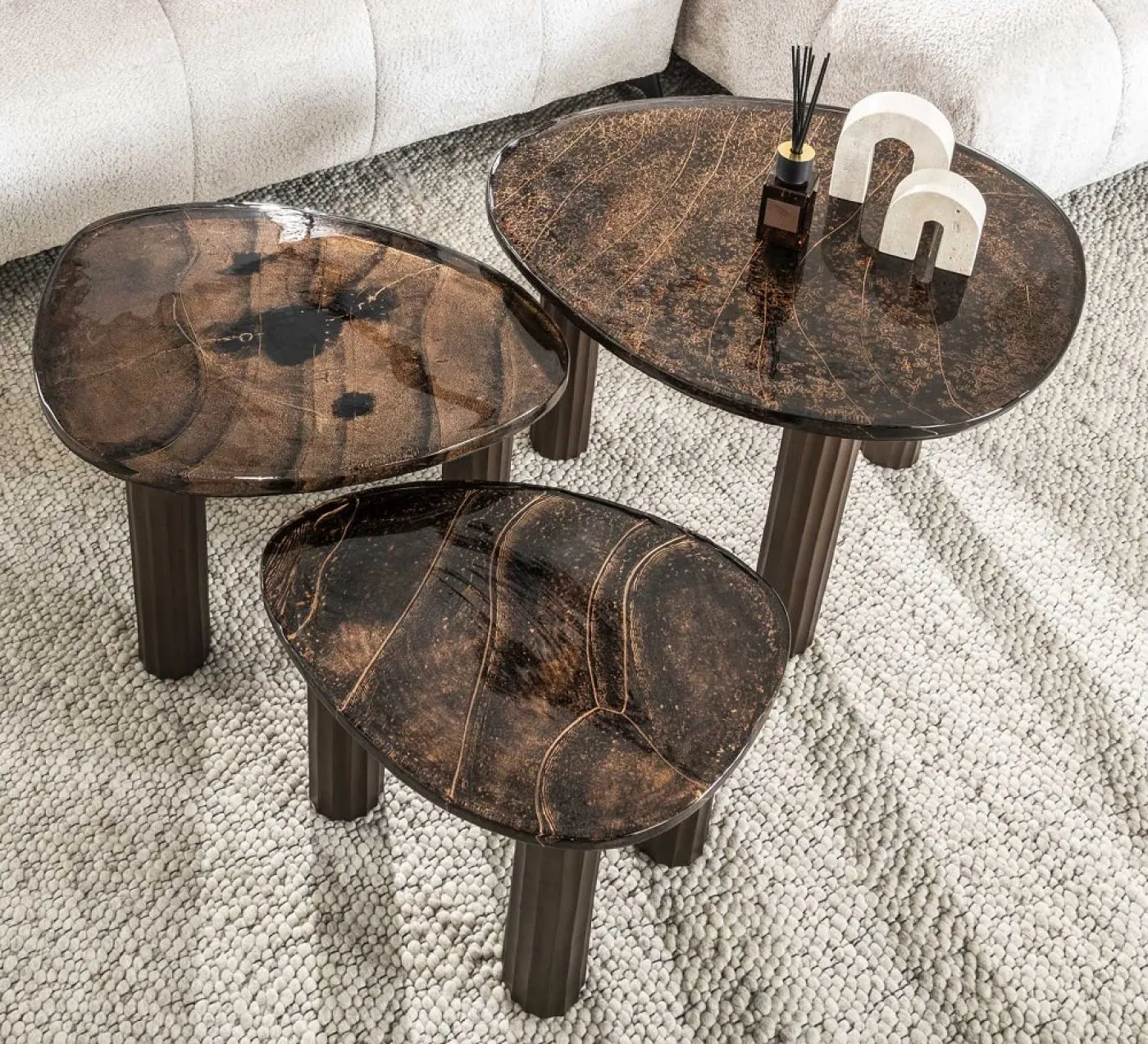 Couchtisch Mira 2 | Glas | Antikkupfer