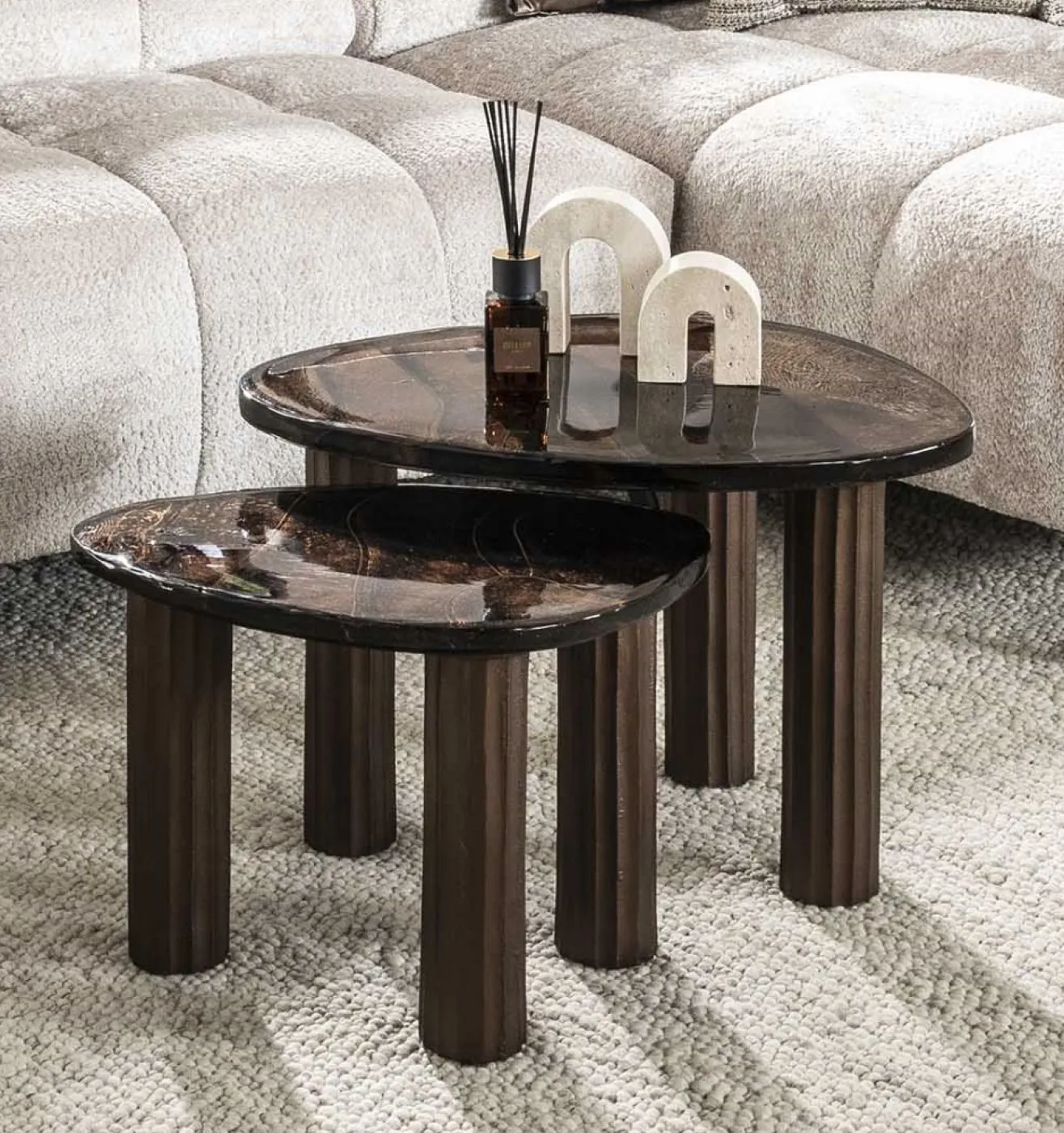 Couchtisch Mira 2 | Glas | Antikkupfer