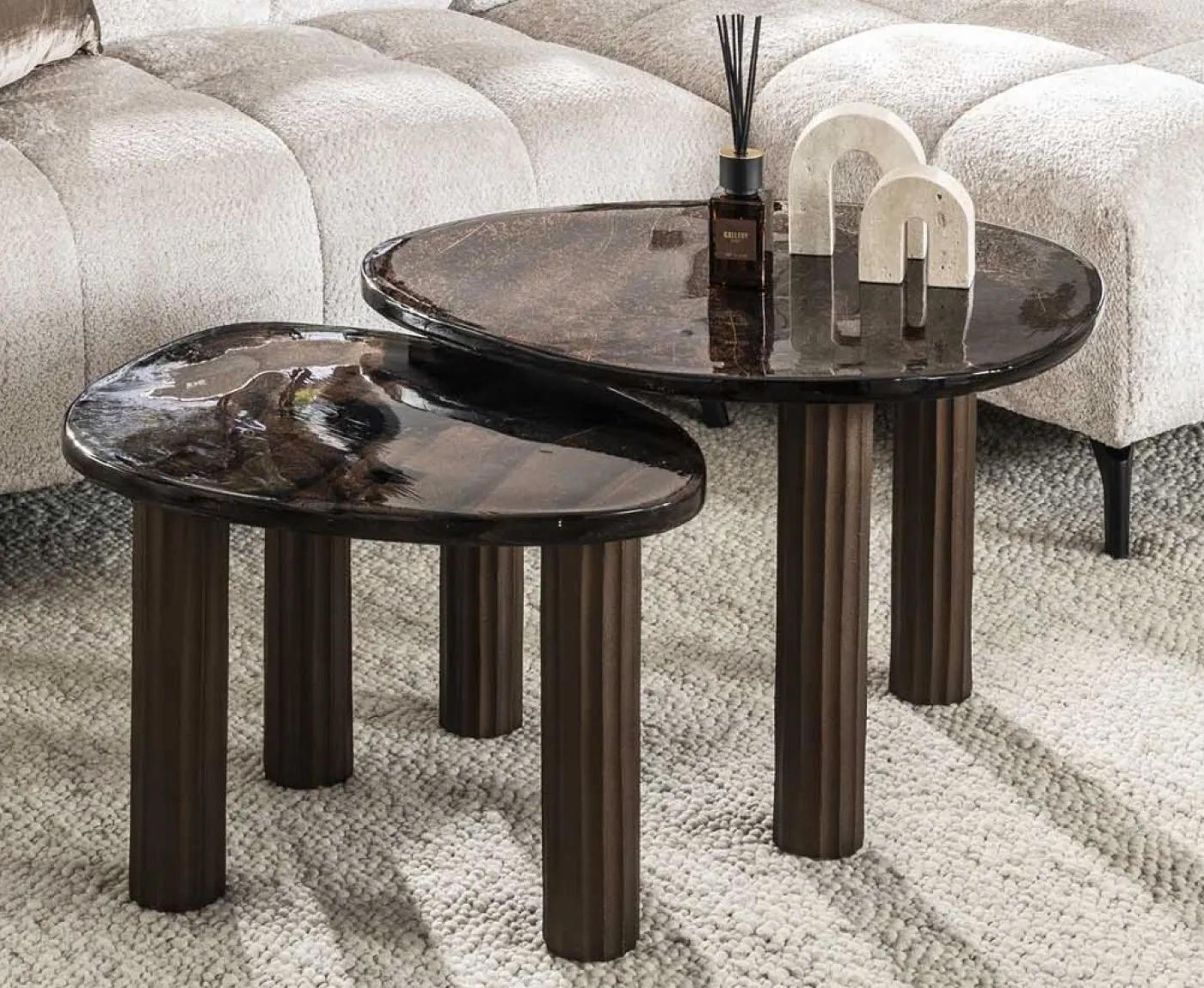 Couchtisch Mira 2 | Glas | Antikkupfer