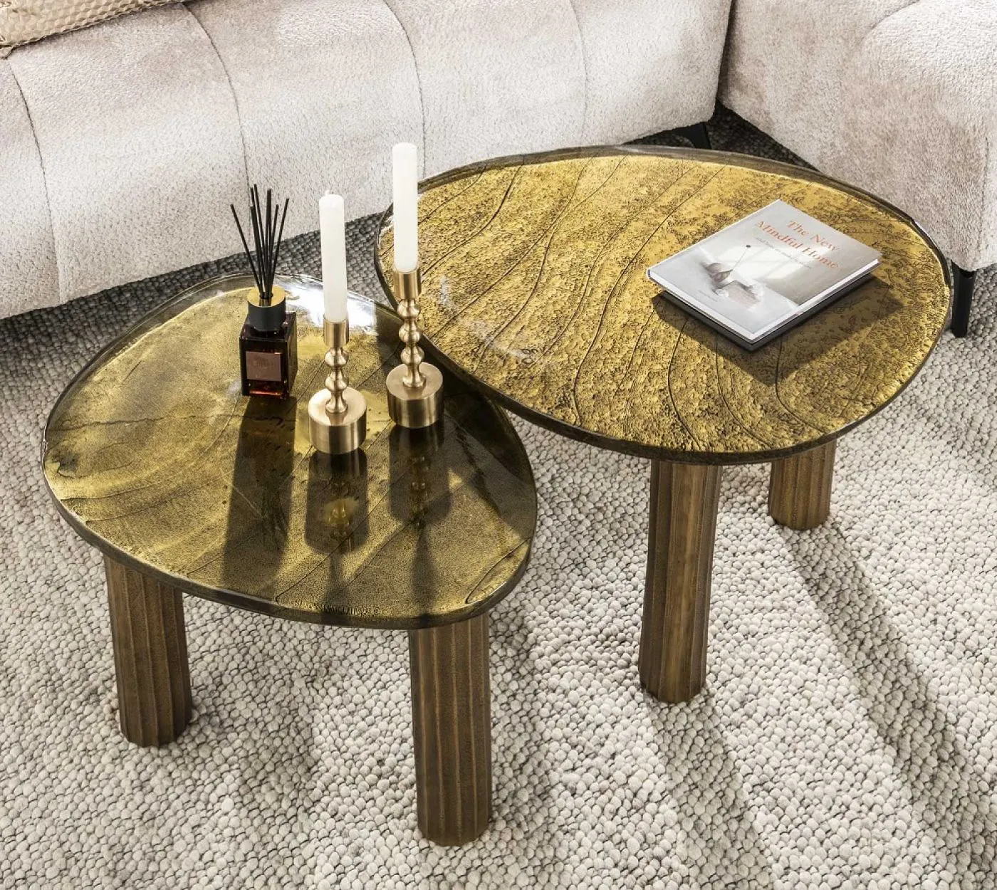 Couchtisch Mira 3 | Glas | Antikgold