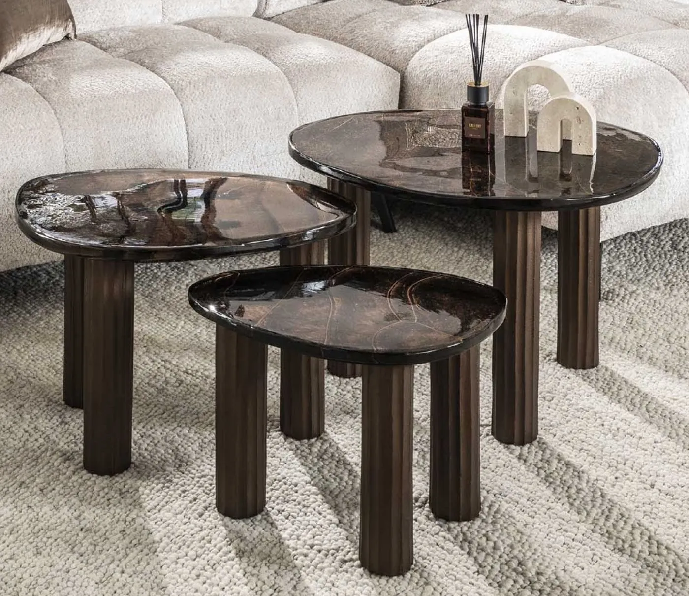 Couchtisch Mira 3 | Glas | Antikkupfer