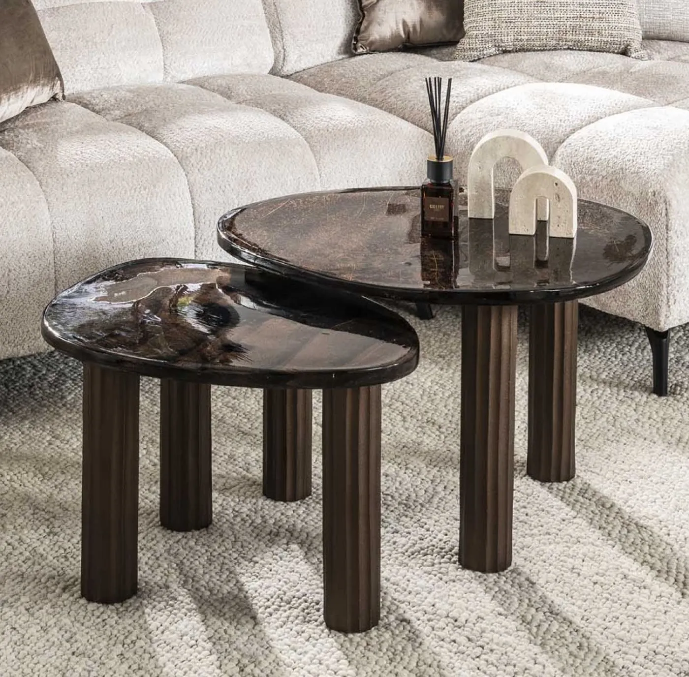 Couchtisch Mira 3 | Glas | Antikkupfer