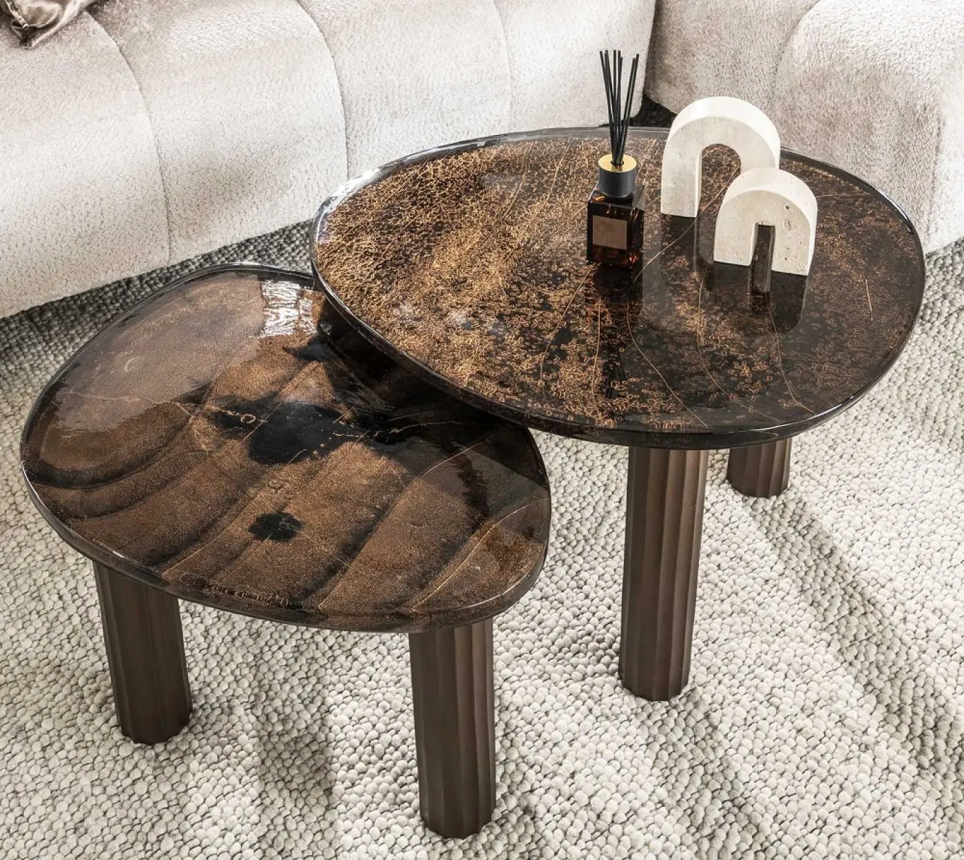 Couchtisch Mira 3 | Glas | Antikkupfer