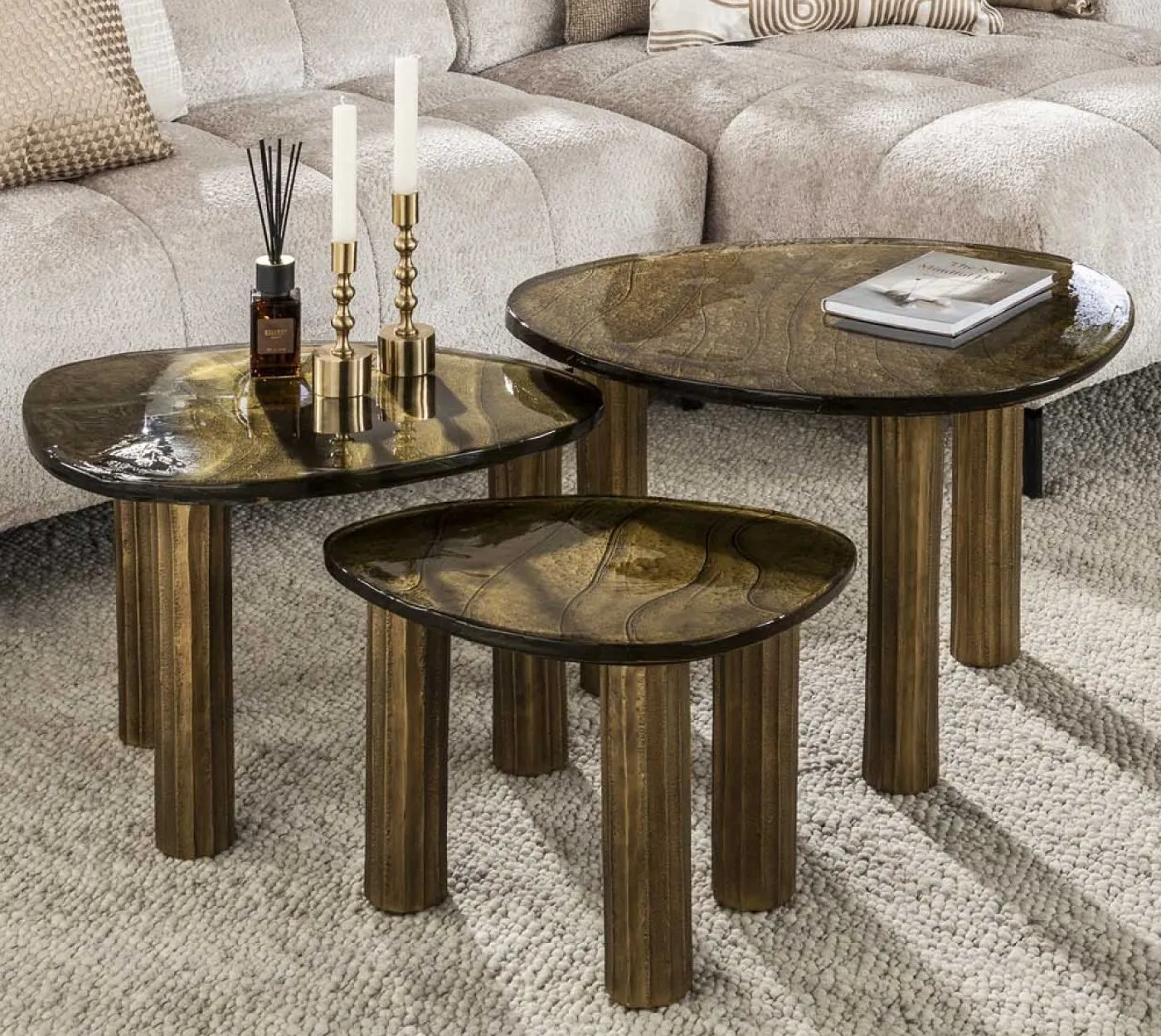 Couchtisch Mira | Glas | Antikgold