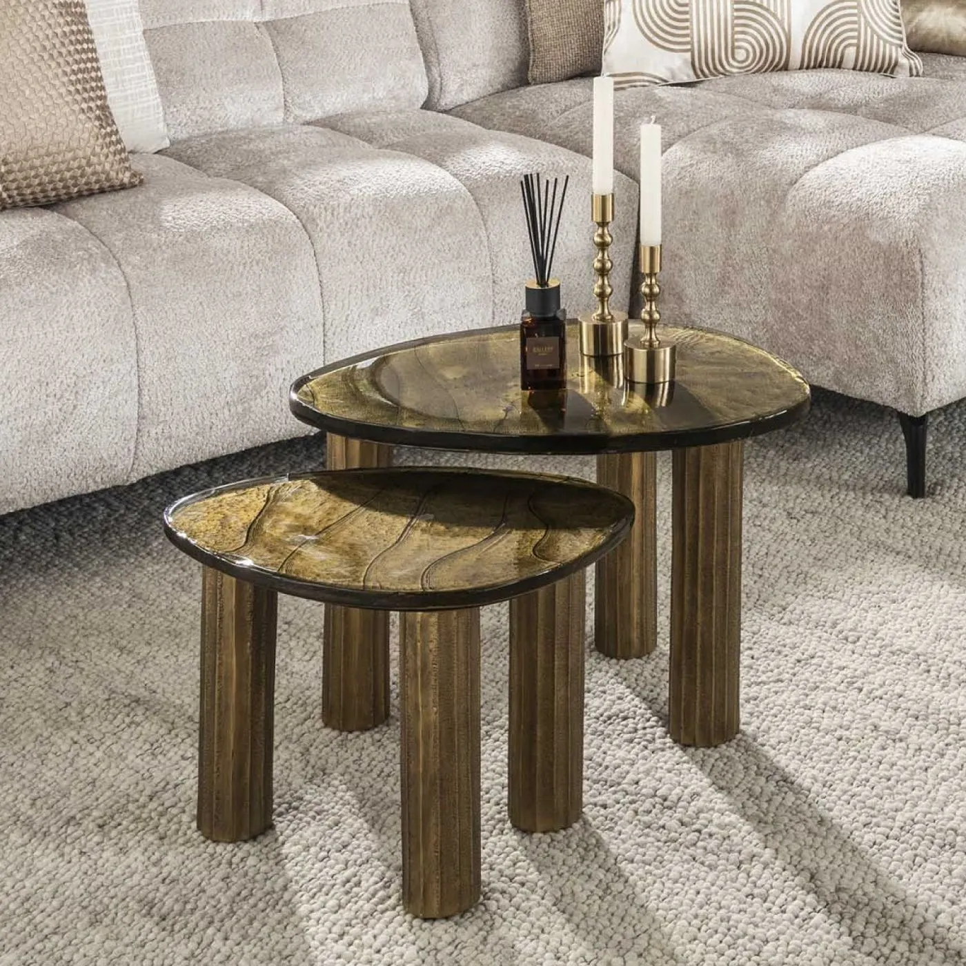 Couchtisch Mira | Glas | Antikgold