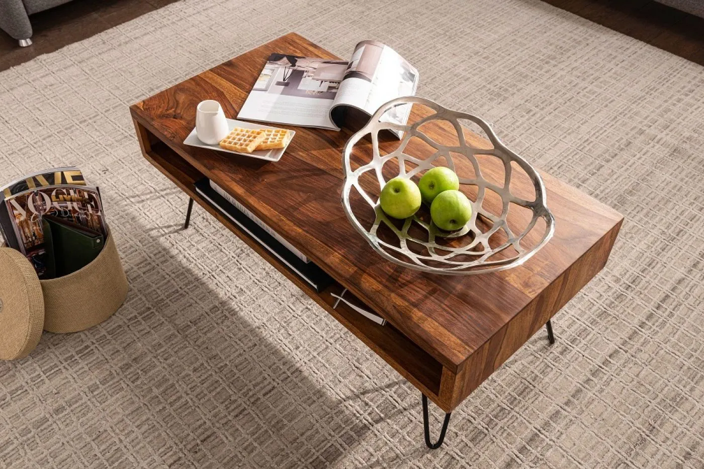 Couchtisch Mito | mit Ablagefach | Sheesham Holz massiv | braun