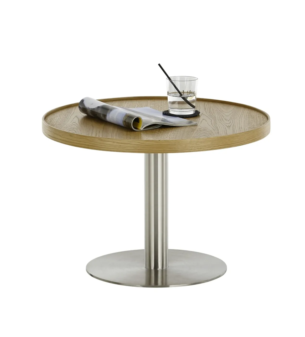 Couchtisch Monteverde | rund | Ø60 | Eiche / Edelstahl | 60 x 40 cm