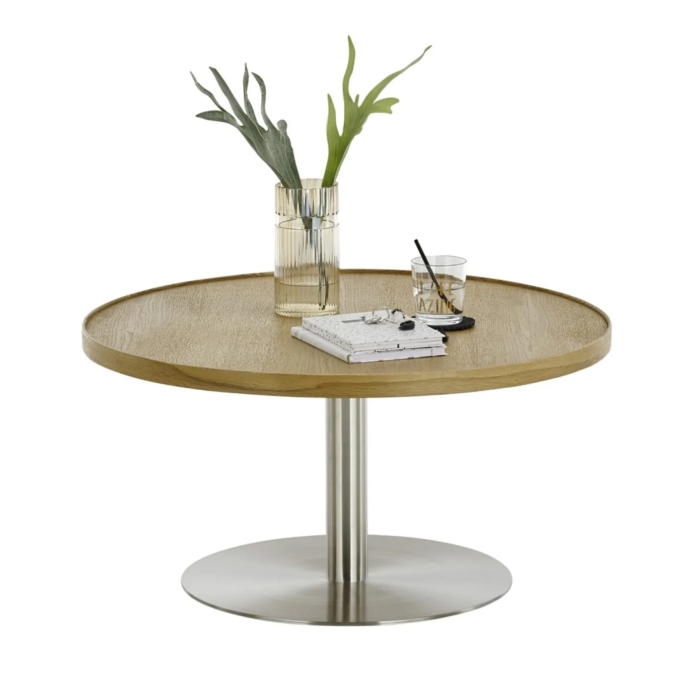 Couchtisch Monteverde | rund | Ø60 | Eiche / Edelstahl | 60 x 40 cm