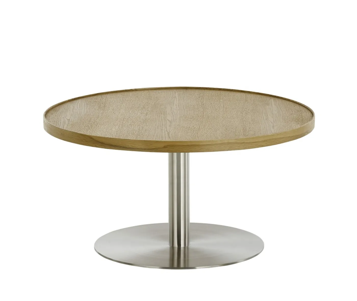 Couchtisch Monteverde | rund | Ø80 | Eiche / Edelstahl | 80 x 40 cm