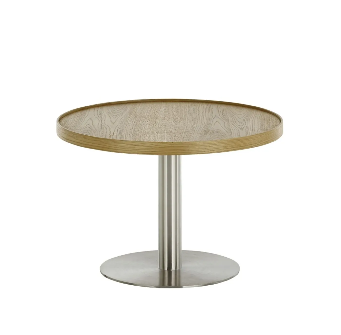 Couchtisch Monteverde | rund | Ø80 | Eiche / Edelstahl | 80 x 40 cm