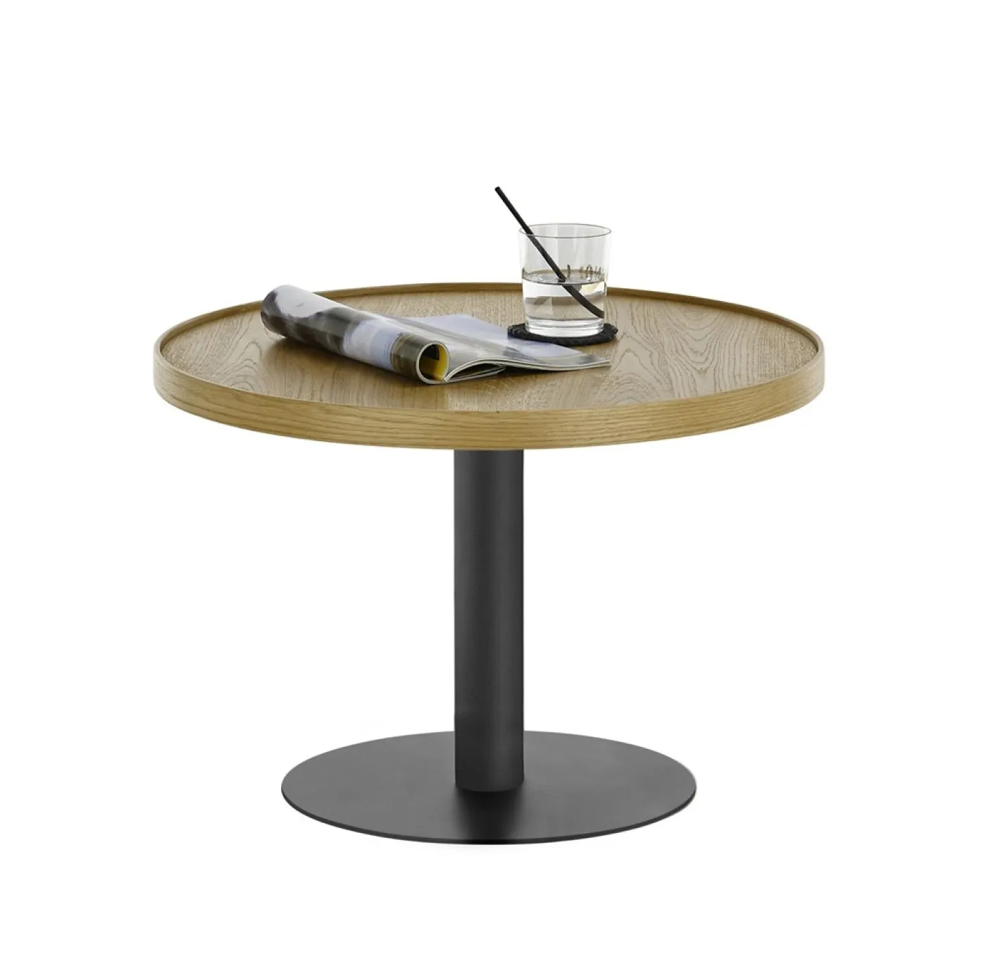 Couchtisch Monteverde | rund Ø80 | Eiche / schwarz | 80 x 40 cm