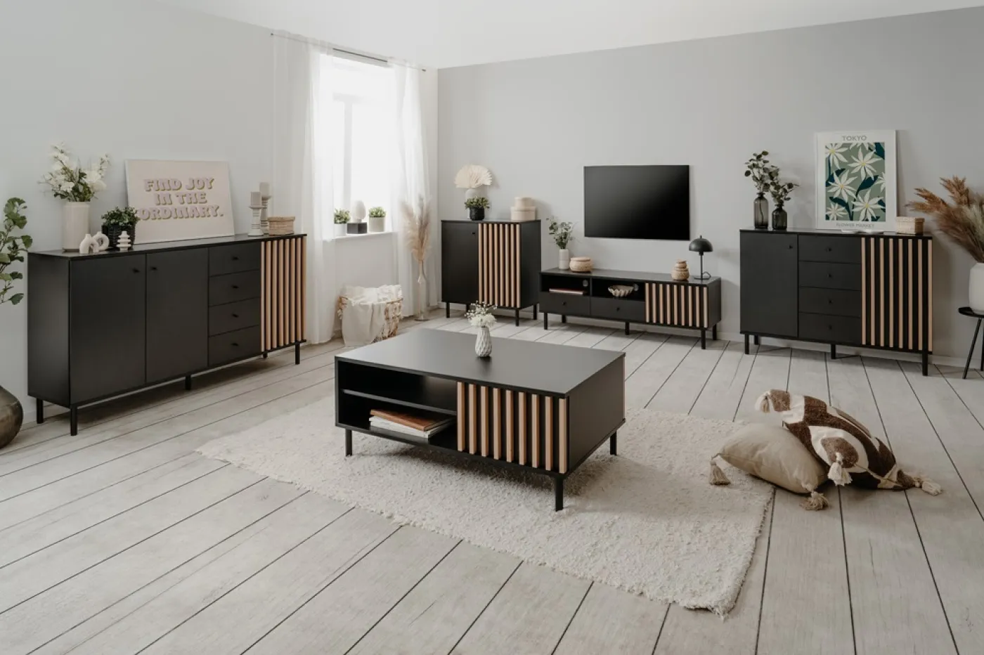 Couchtisch Monza | Artisan Oak / schwarz