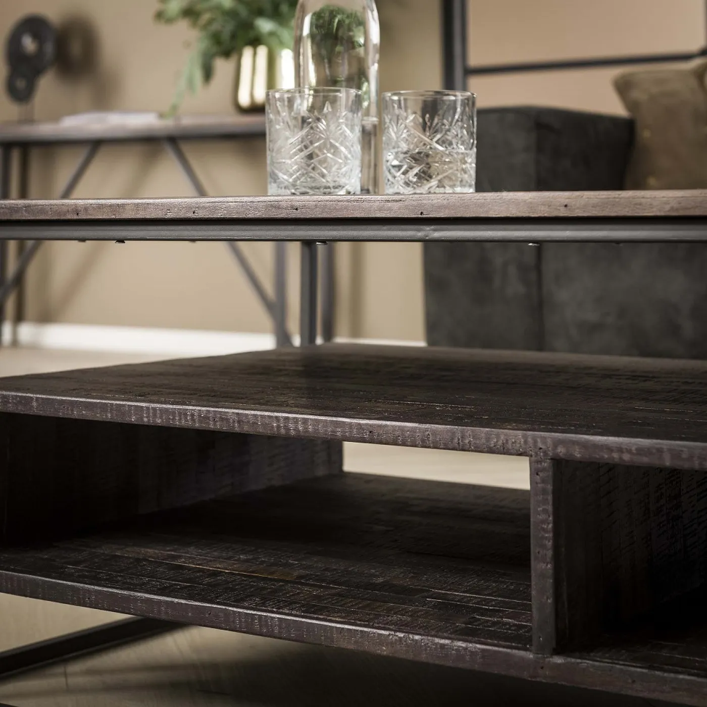 Couchtisch Nagisa | Teakholz massiv | 120x60 | braun / schwarz