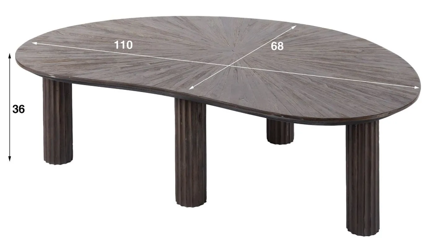 Couchtisch Naru | nierenformig | Teakholz massiv | Espresso