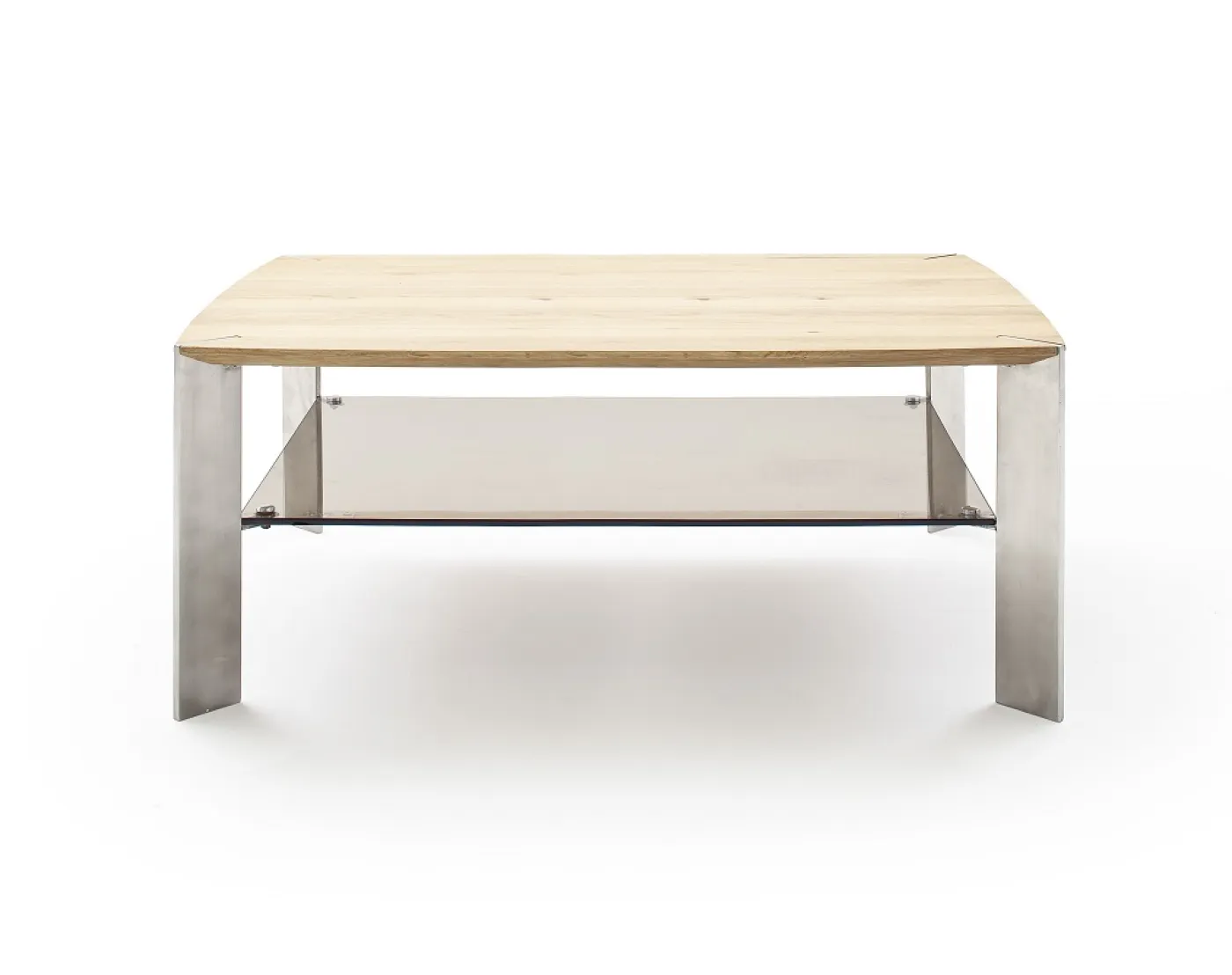 Couchtisch Nelia | Asteiche massiv | mit Glasablage | 120x70 | Eiche