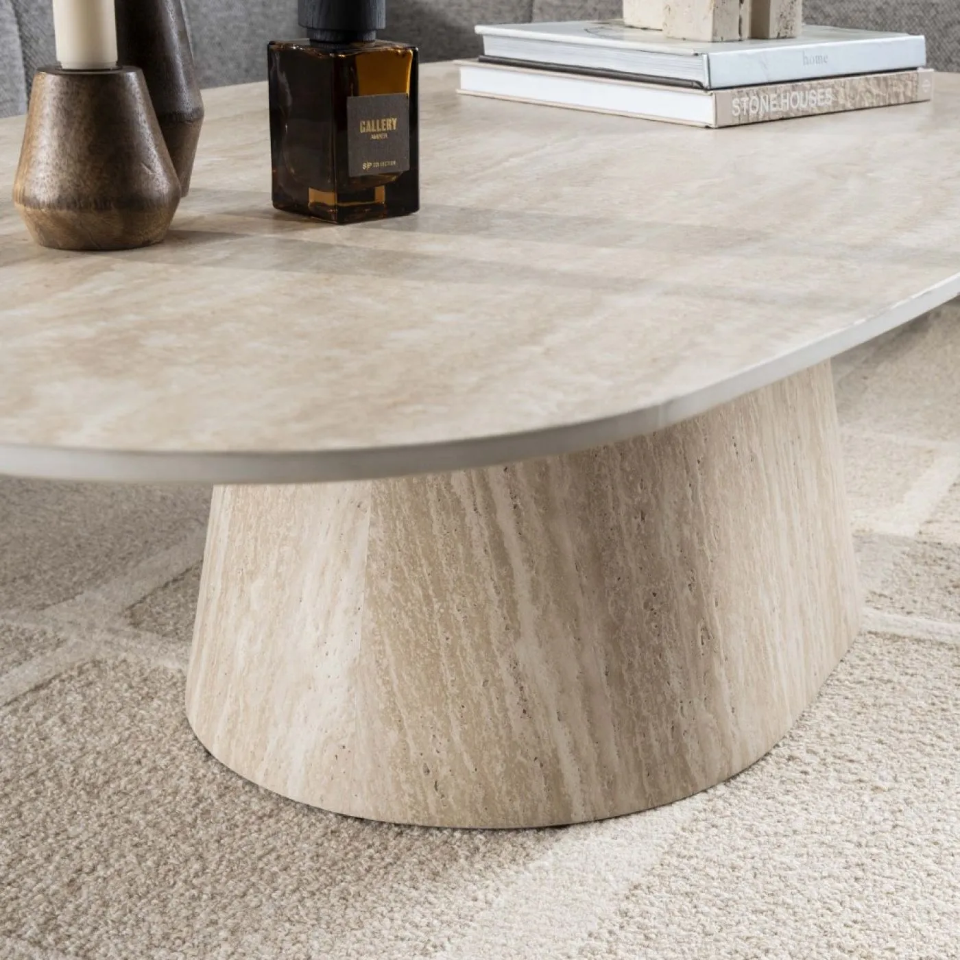 Couchtisch Nische | 3D Keramik Travertin | 135 cm | beige