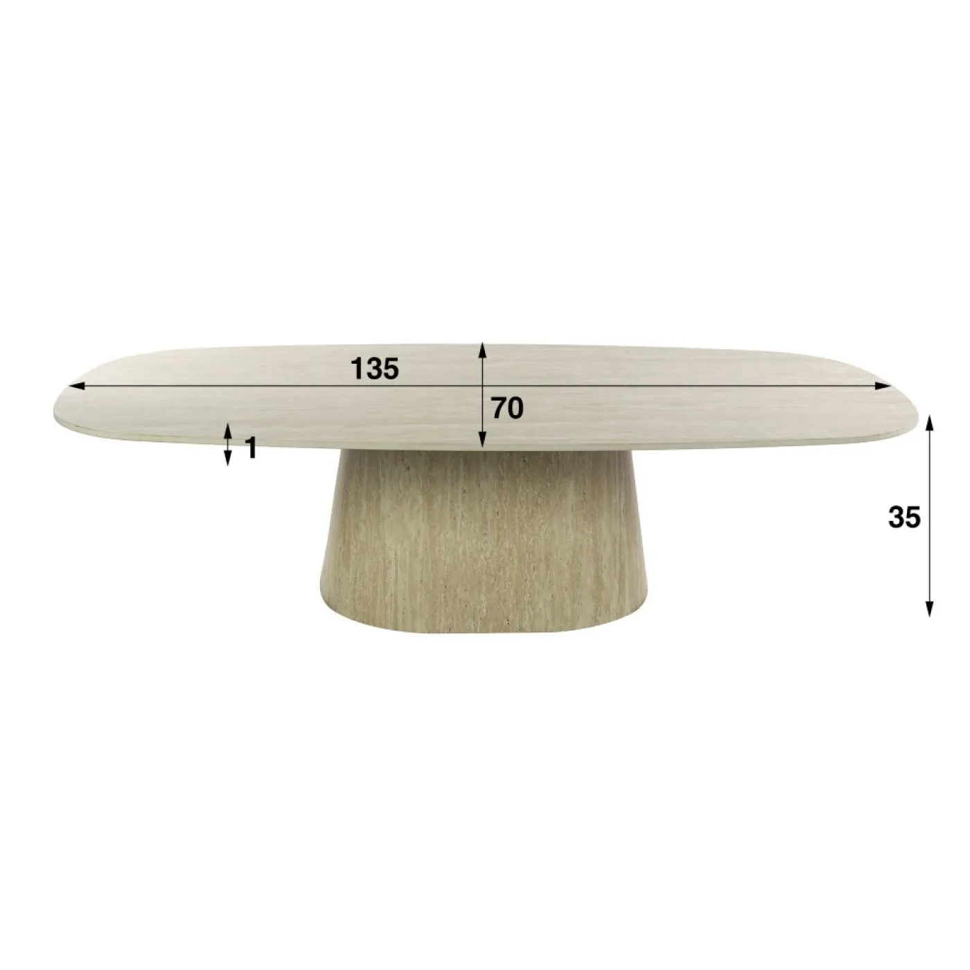 Couchtisch Nische | 3D Keramik Travertin | 135 cm | beige