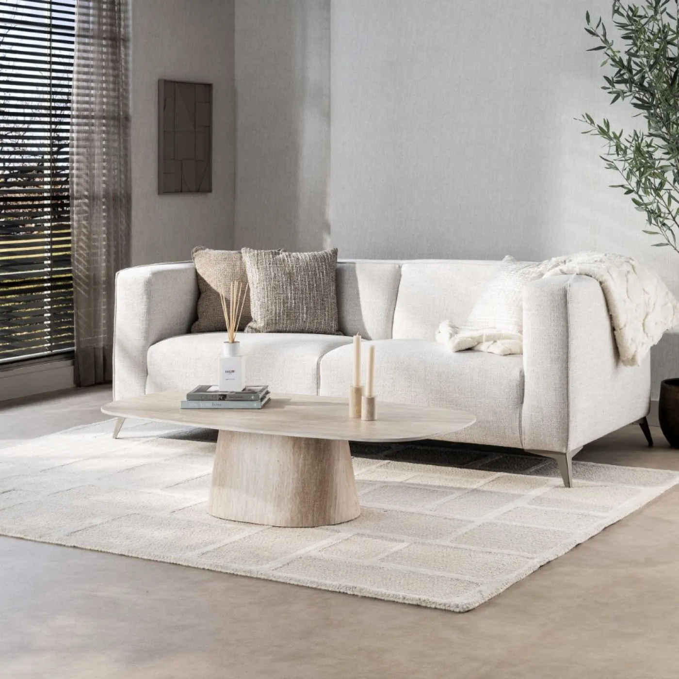 Couchtisch Nische | Keramik Travertin | 135 cm | beige