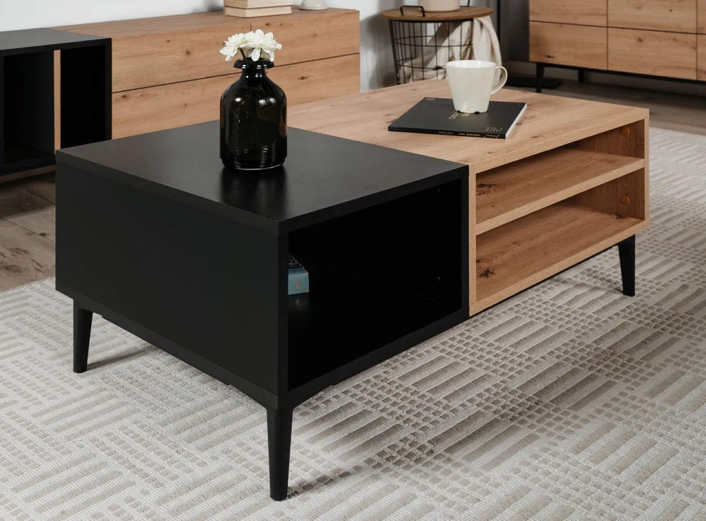 Couchtisch Nola | Artisan Oak / schwarz