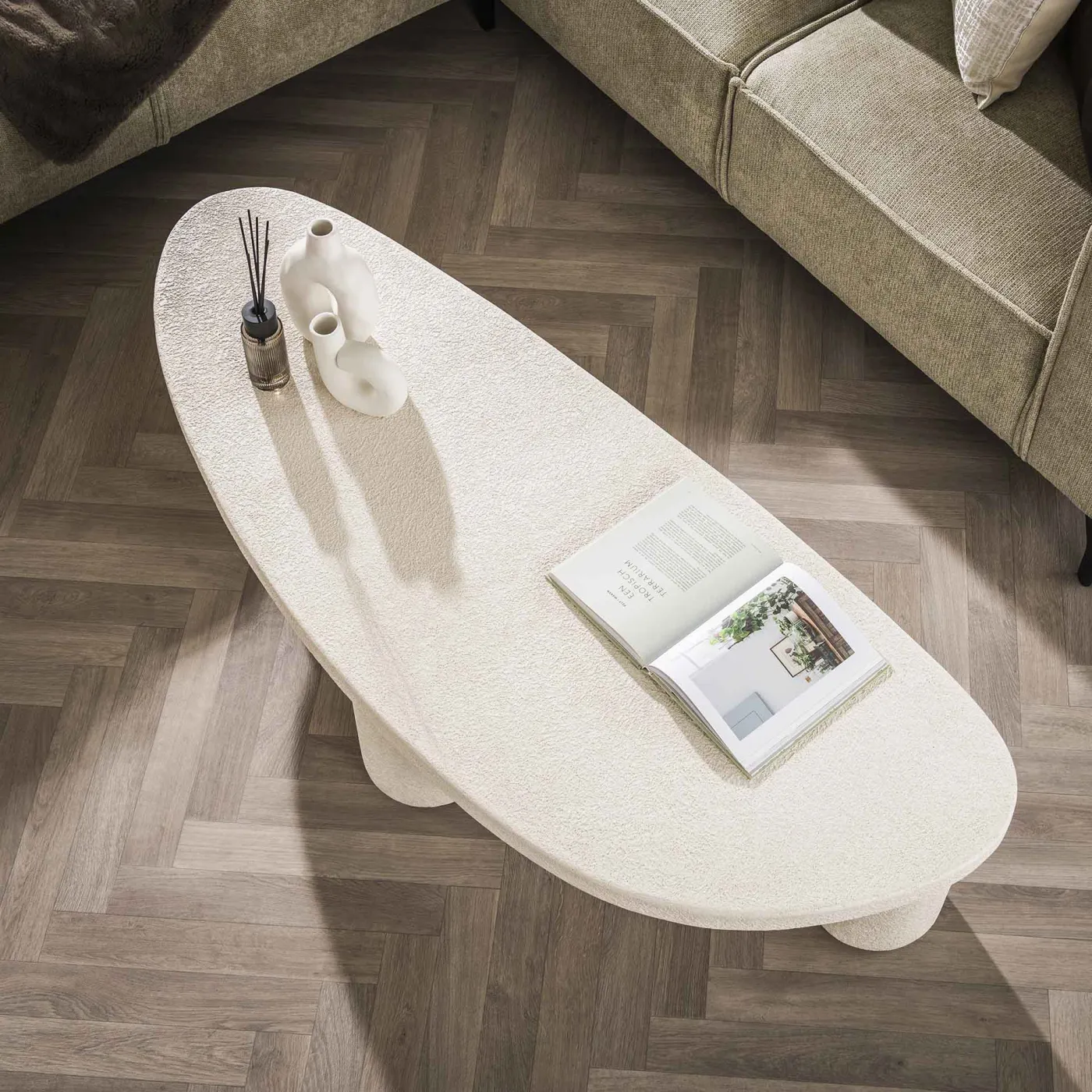 Couchtisch Pilla | Kieselstein | Cremefarben