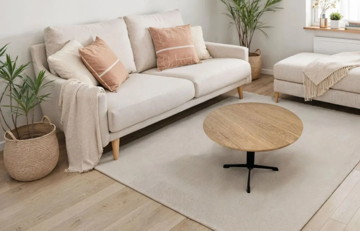 Couchtisch Pradilla rund | Eiche massiv / schwarz | 45x55x45 cm