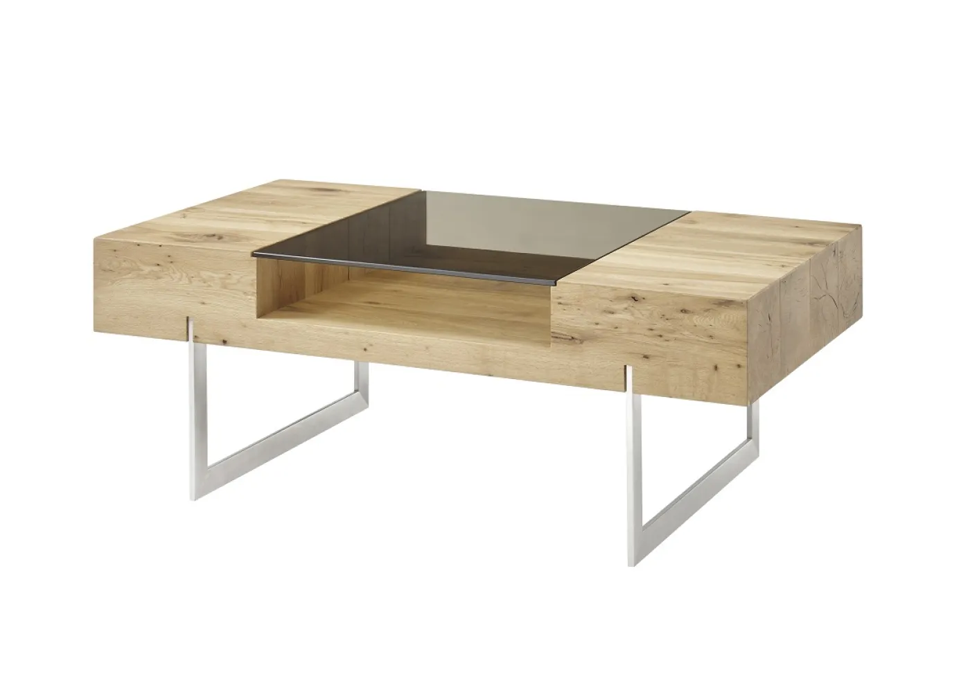 Couchtisch Rewa | Asteiche | mit Glasplatte | 110x60 | Eichefarben / grau