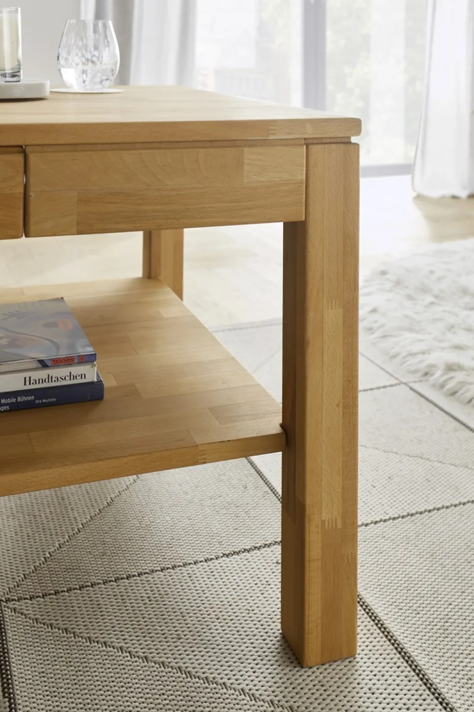 Couchtisch Salem | Kernbuche massiv | mit Schubkasten | 115X70