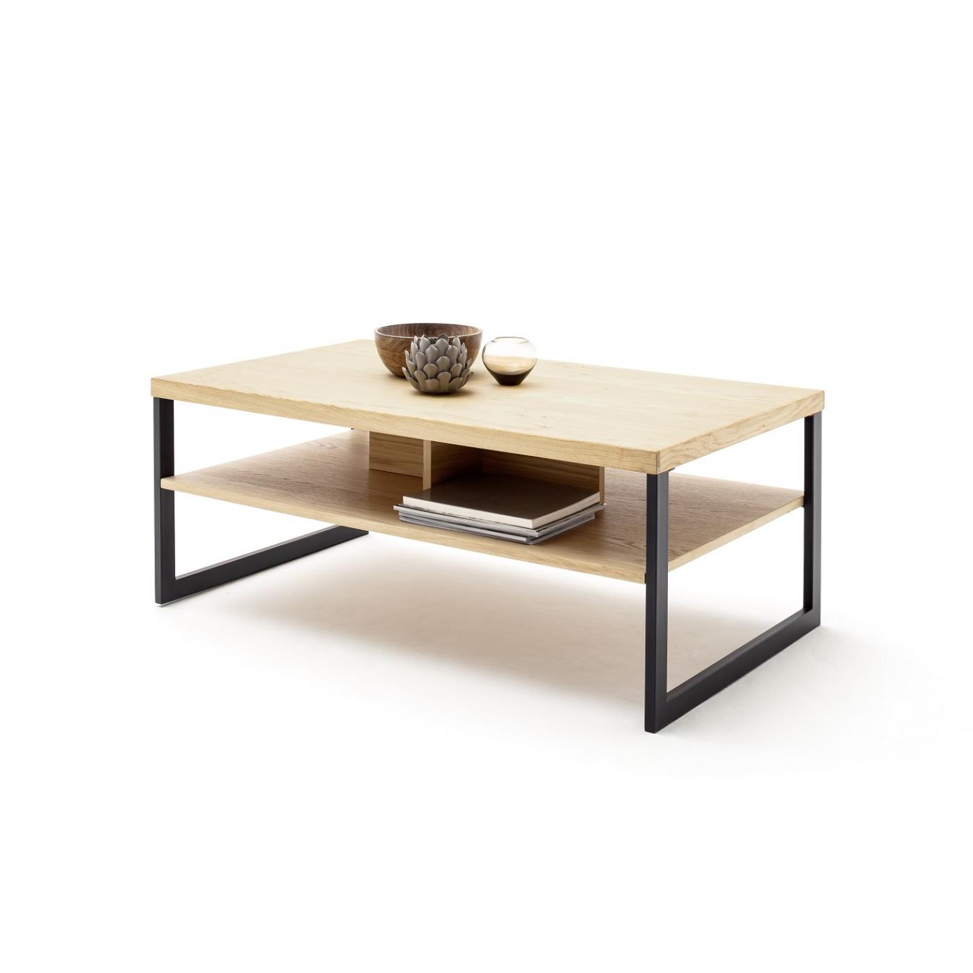 Couchtisch Salerno | mit Ablage | 115x65 | Balkeneiche Bianco