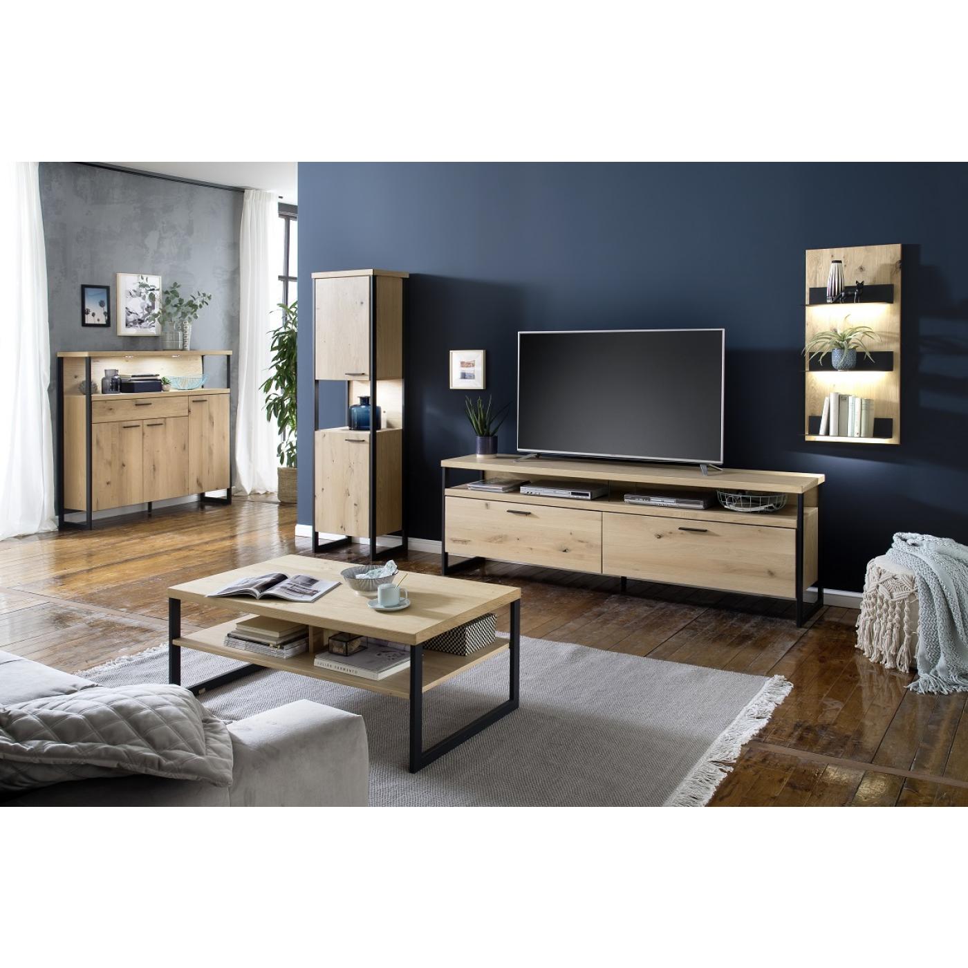 Couchtisch Salerno | mit Ablage | 115x65 | Balkeneiche Bianco