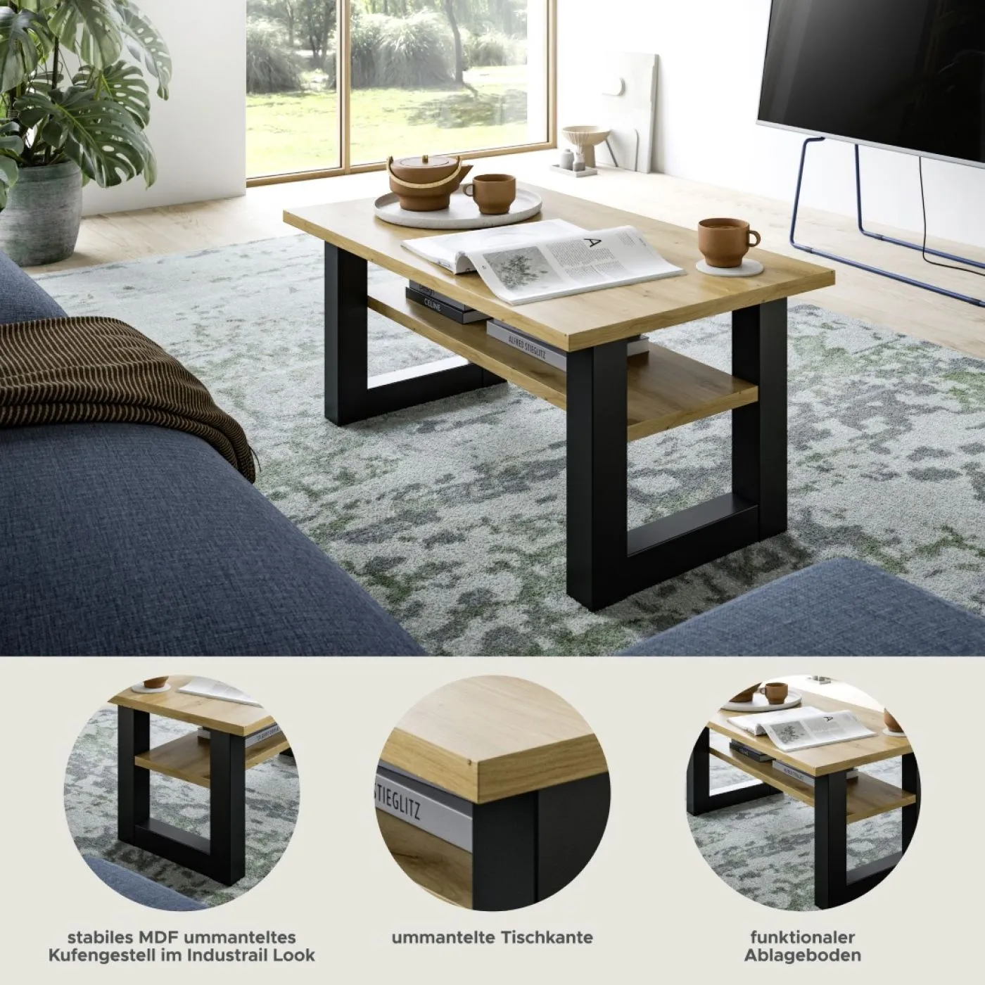 Couchtisch Seattle | Artisan Eiche / grau | 90x50