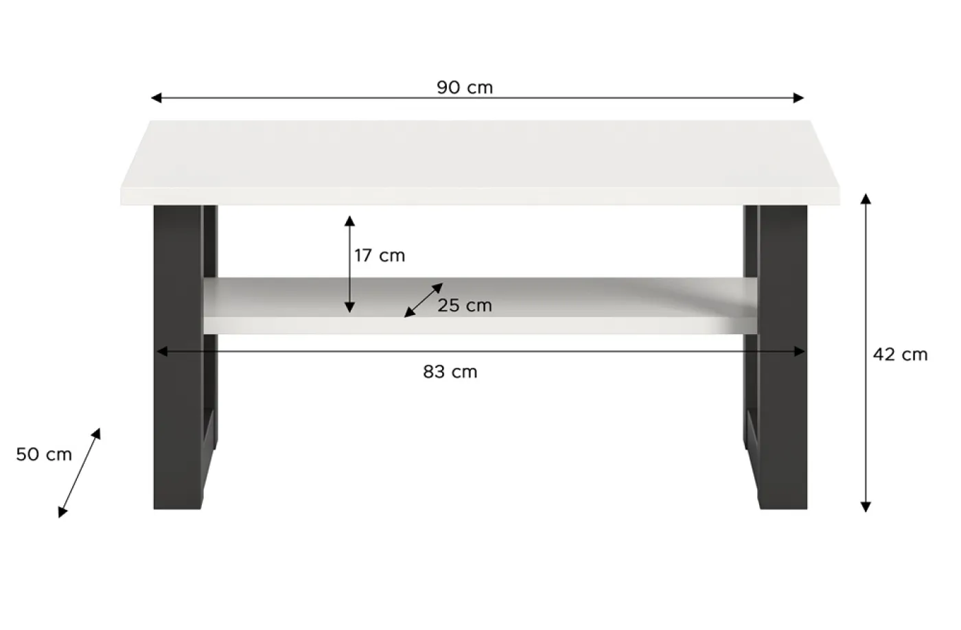 Couchtisch Seattle | weiß / grau | 90x50