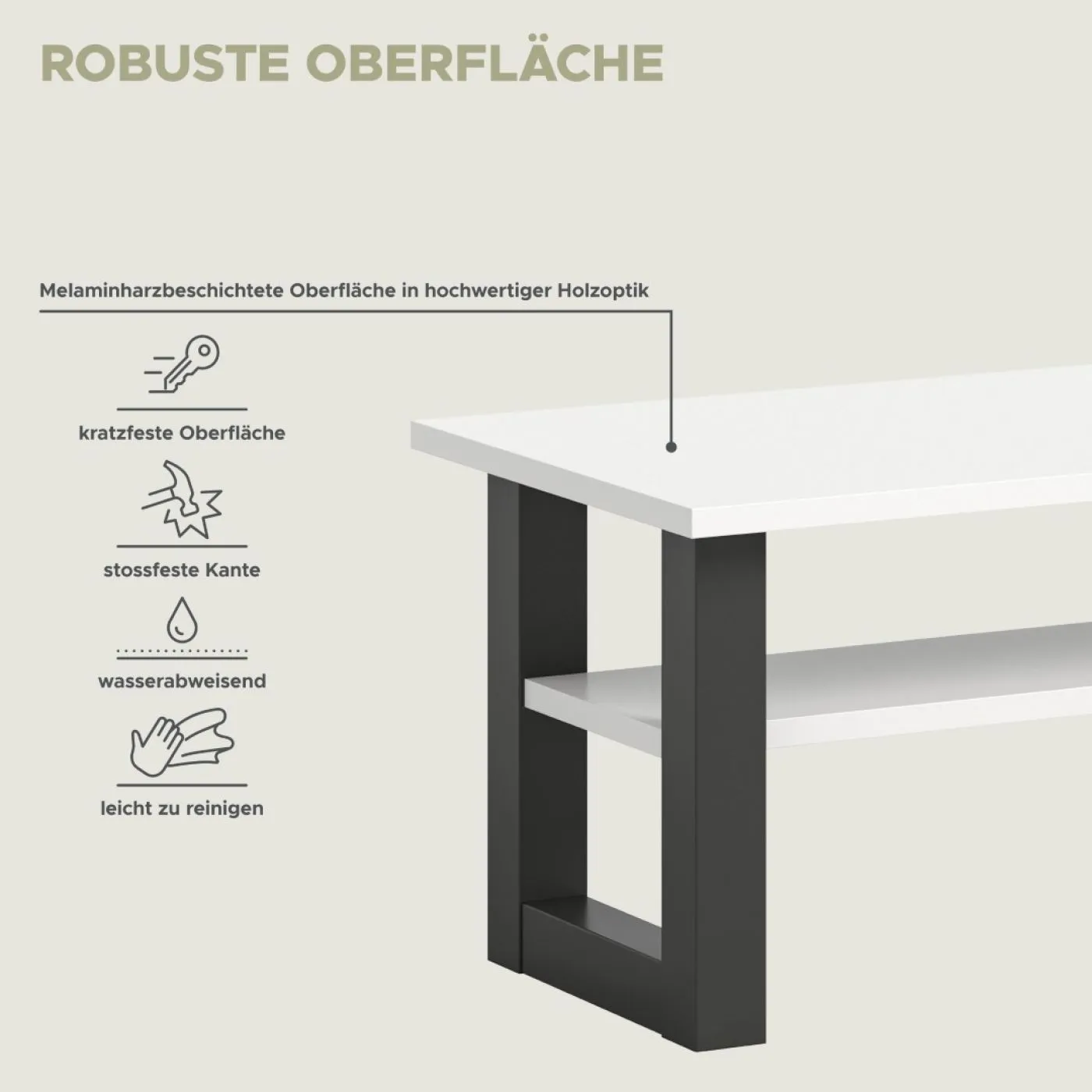 Couchtisch Seattle | weiß / grau | 90x50