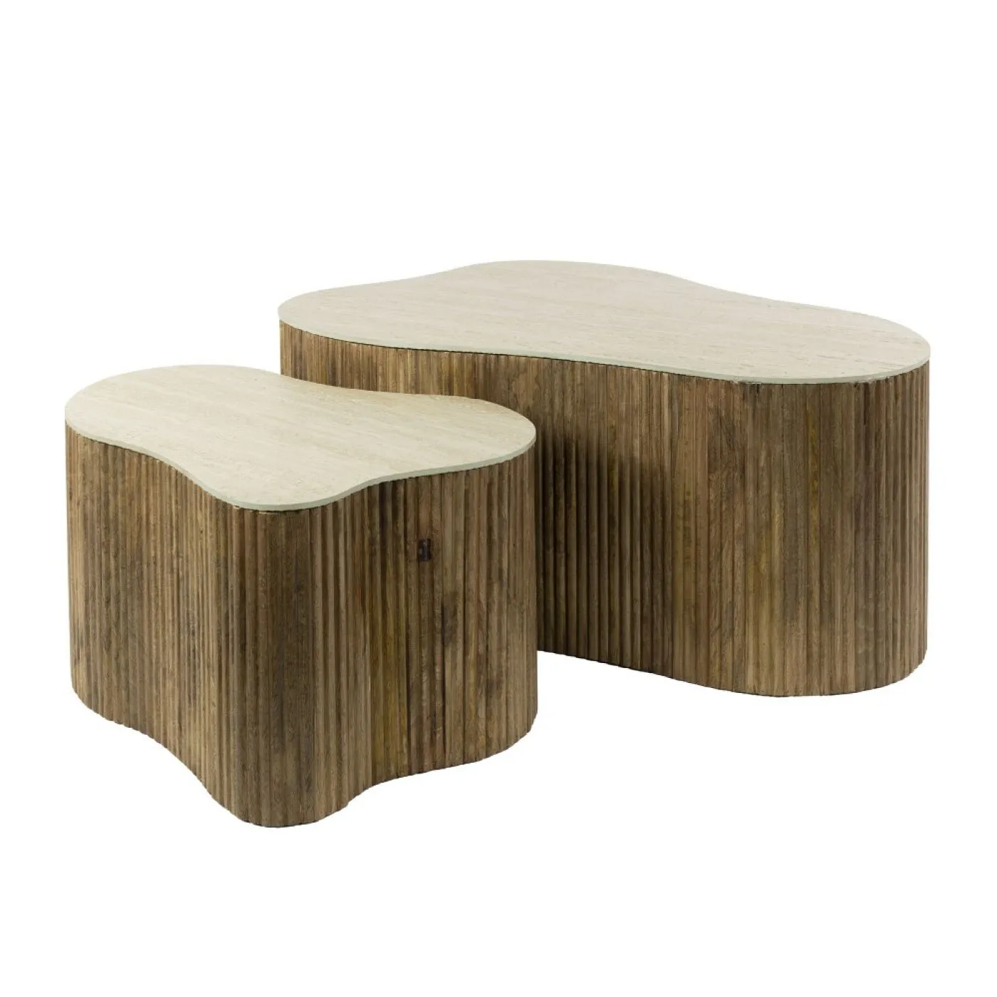 Couchtisch Set Beleto | 2-teilig | Mangoholz massiv | sandfarbe