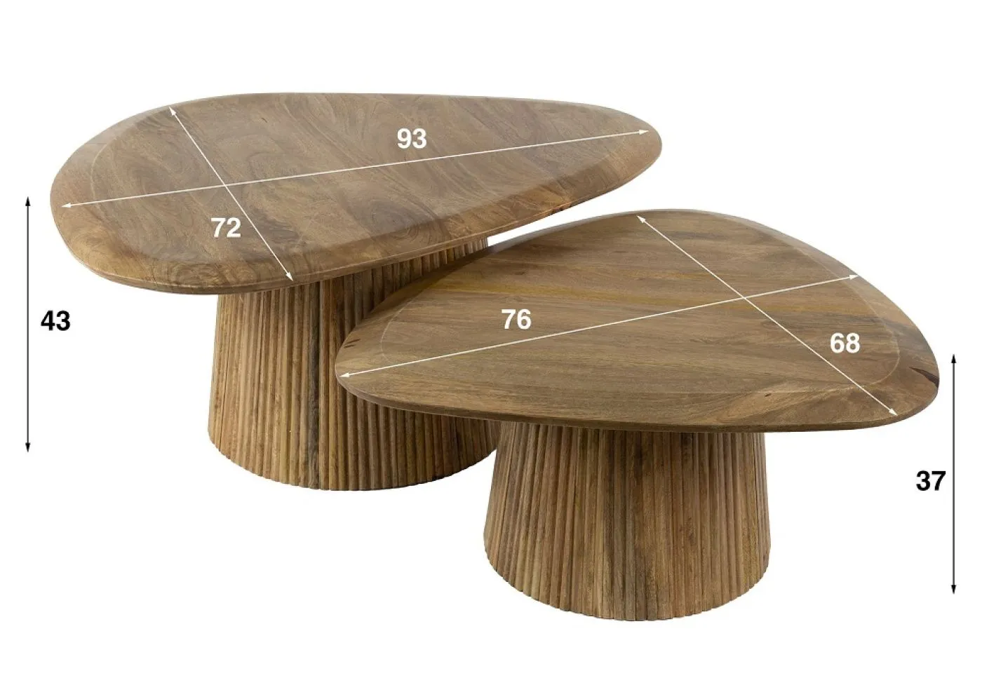 Couchtisch Set Board | 2-teilig | Mangoholz massiv | sandfarbe