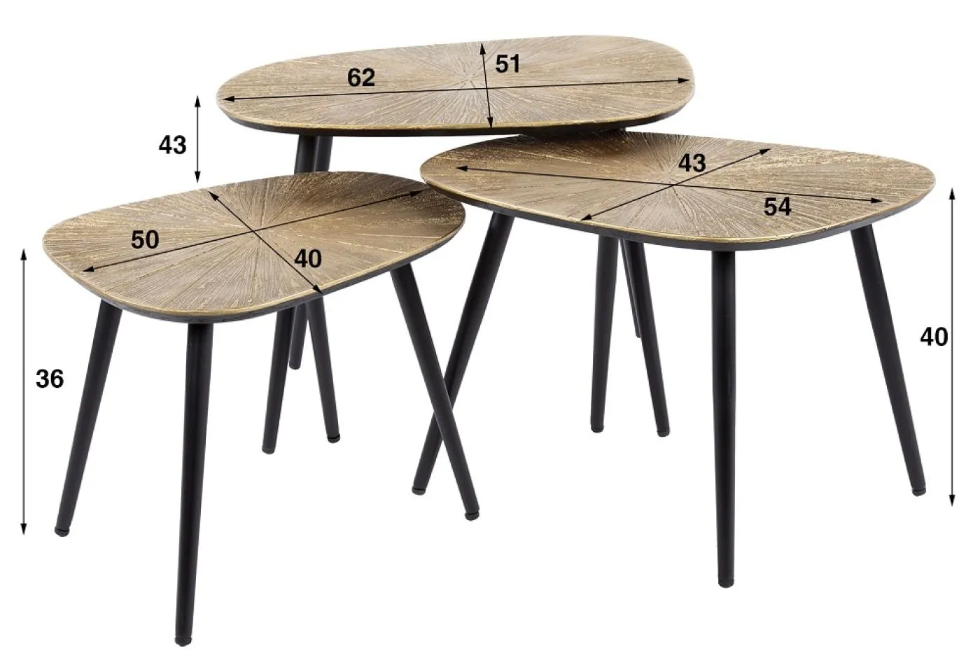 Couchtisch Set Coins | 3-teilig | viereckig | Metall | Bronze Ray