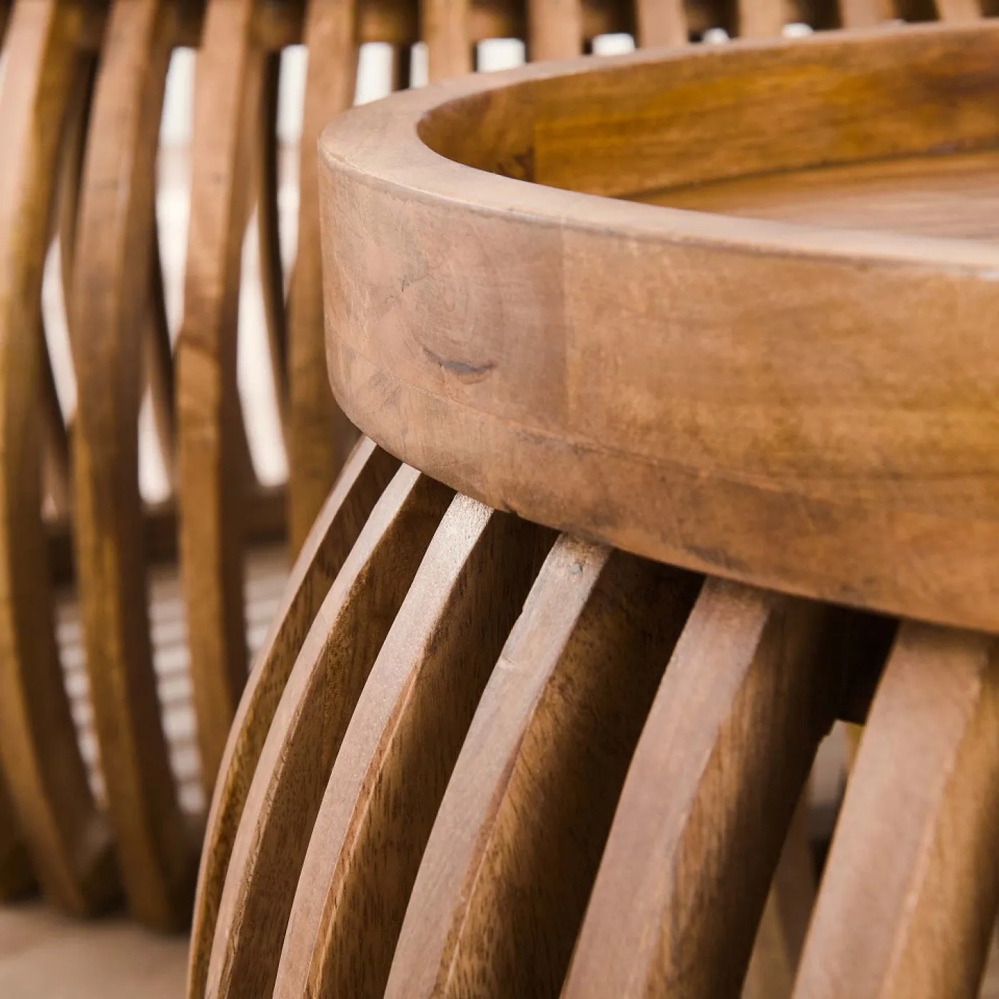 Couchtisch Set Dwina 3 | 2-teilig | Ø60/Ø80 | Mangoholz | Sandfarben