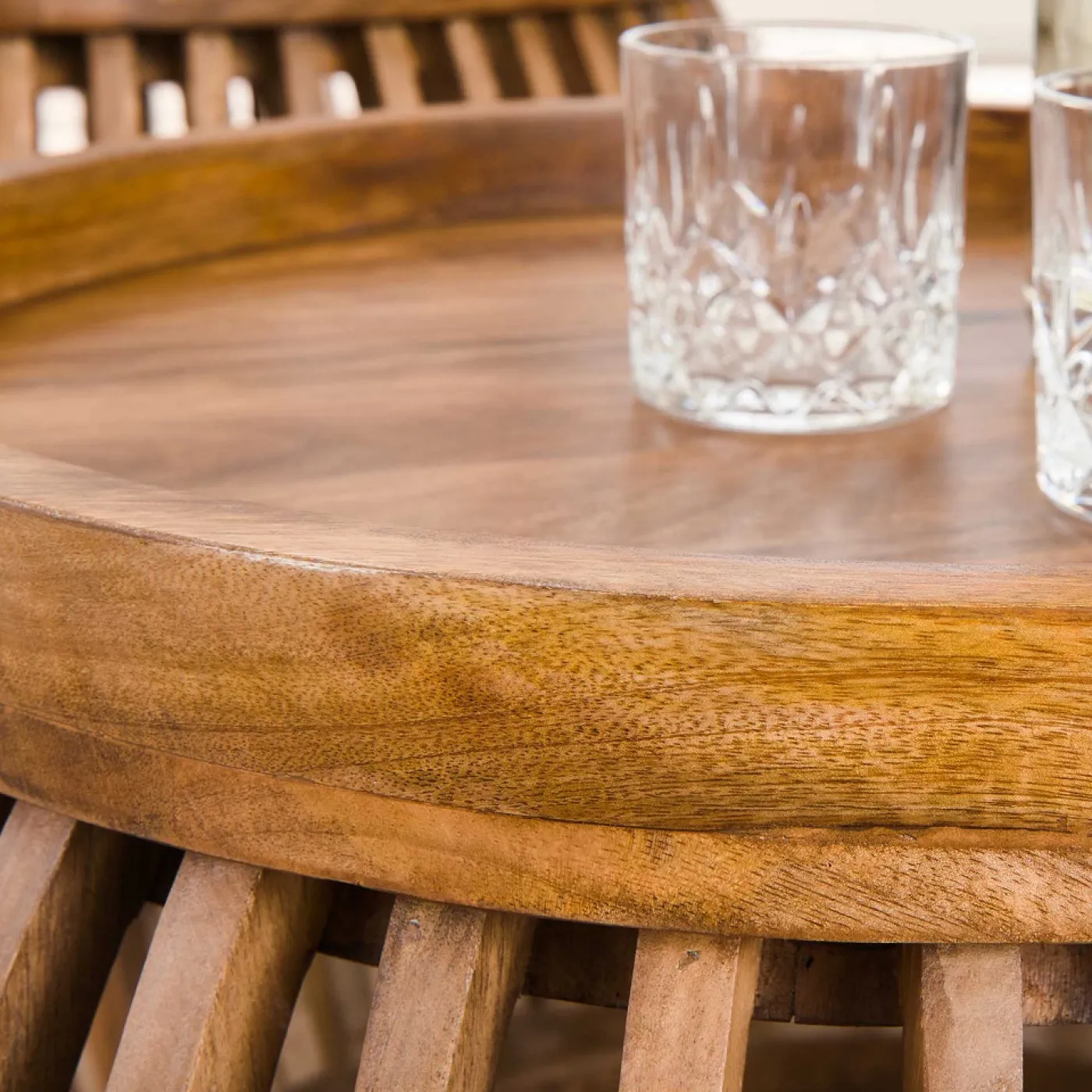 Couchtisch Set Dwina 3 | 2-teilig | Ø60/Ø80 | Mangoholz | Sandfarben