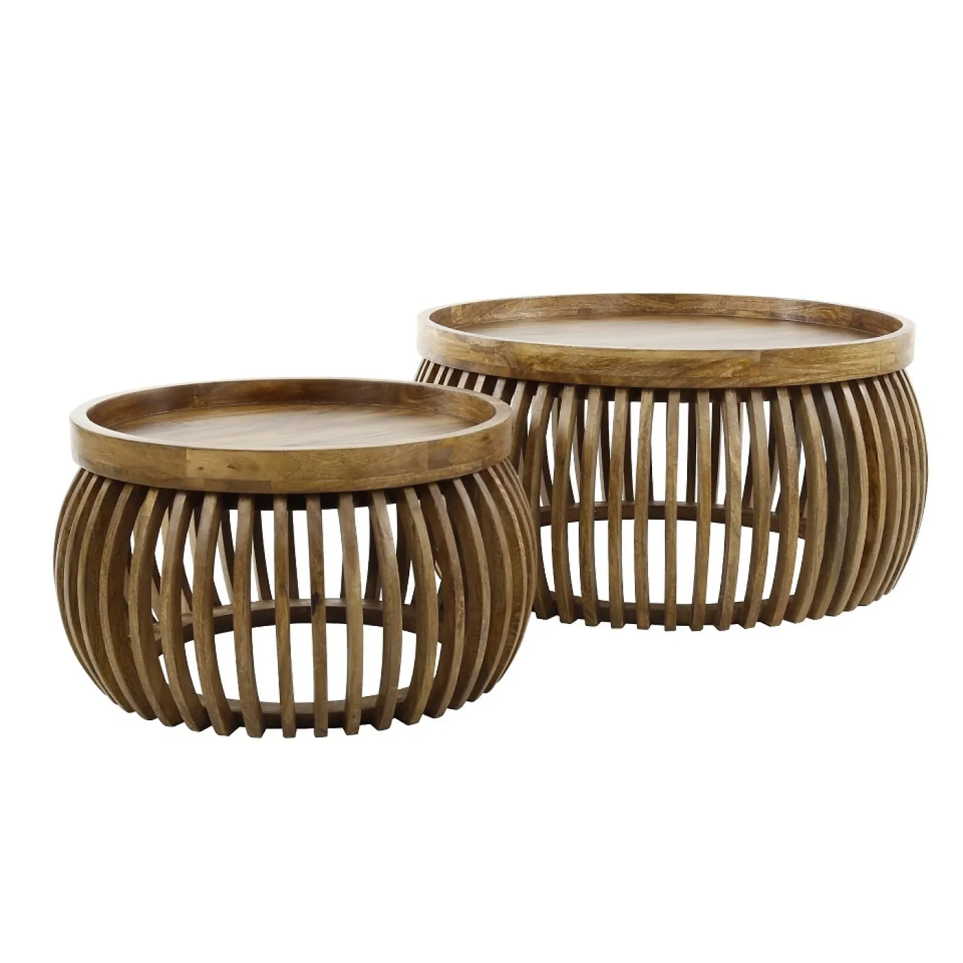 Couchtisch Set Dwina 3 | 2-teilig | Ø60/Ø80 | Mangoholz | Sandfarben