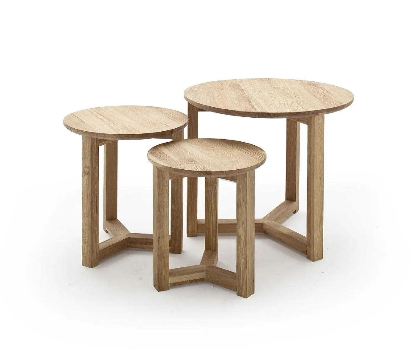 Couchtisch Set Faye | 3-teilig | Asteiche massiv | Ø50/Ø45/Ø32 | Eichefarben