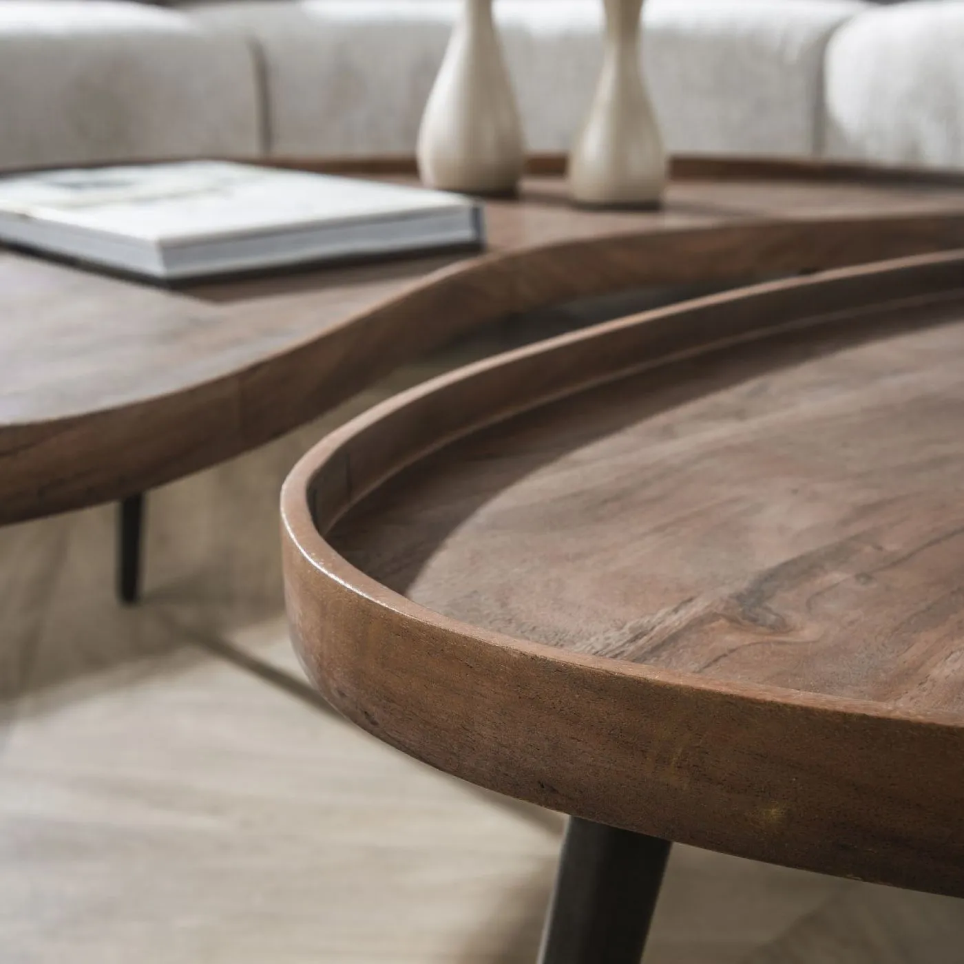 Couchtisch Set Galia 2-teilig | Akazie massiv | braun