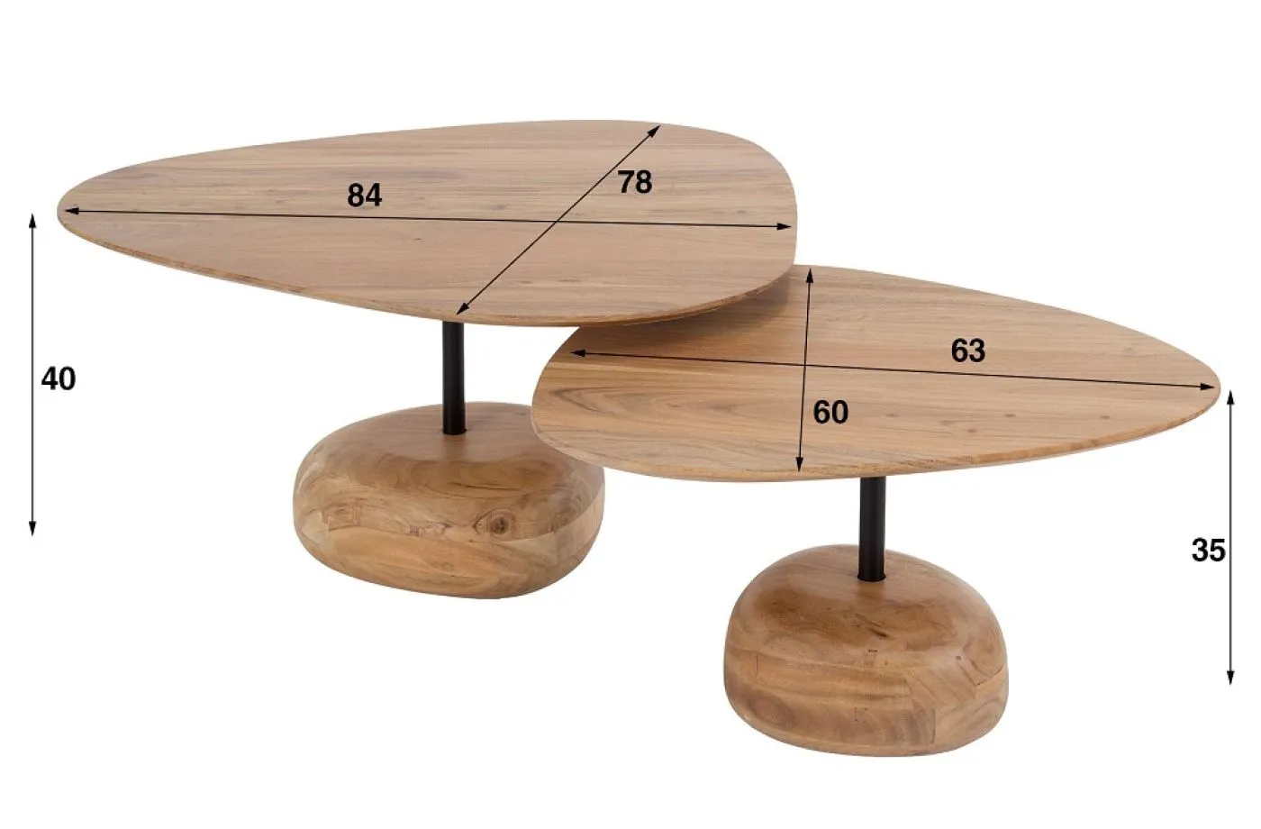 Couchtisch Set Holo | dreieckig | 2-teilig | Akazie massiv