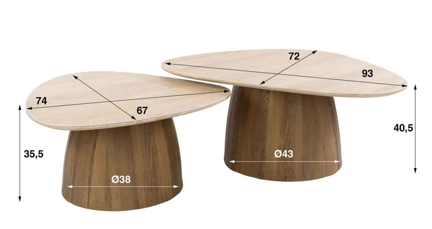 Couchtisch Set Homa | 2-teilig | Keramik Travertin | creme-beige