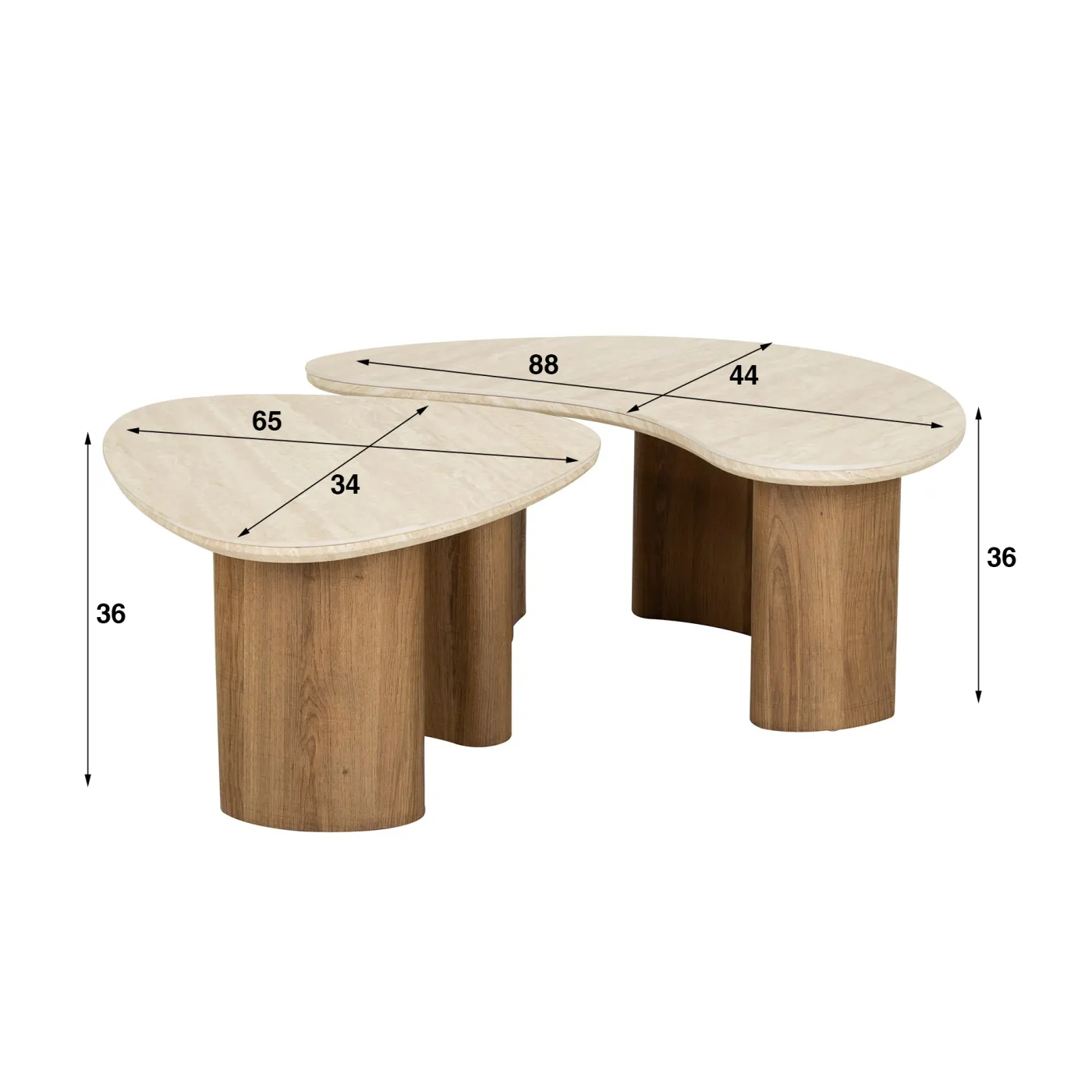 Couchtisch Set Homa | 2-teilig | Keramik Travertin | Naturfarben