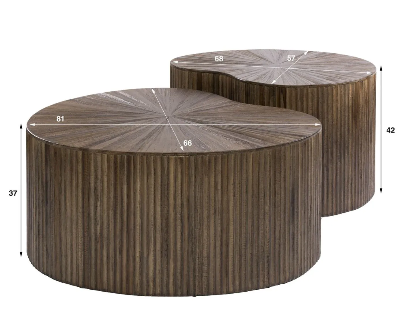 Couchtisch Set Luck 5 | 2-teilig | Teakholz massiv | Espresso