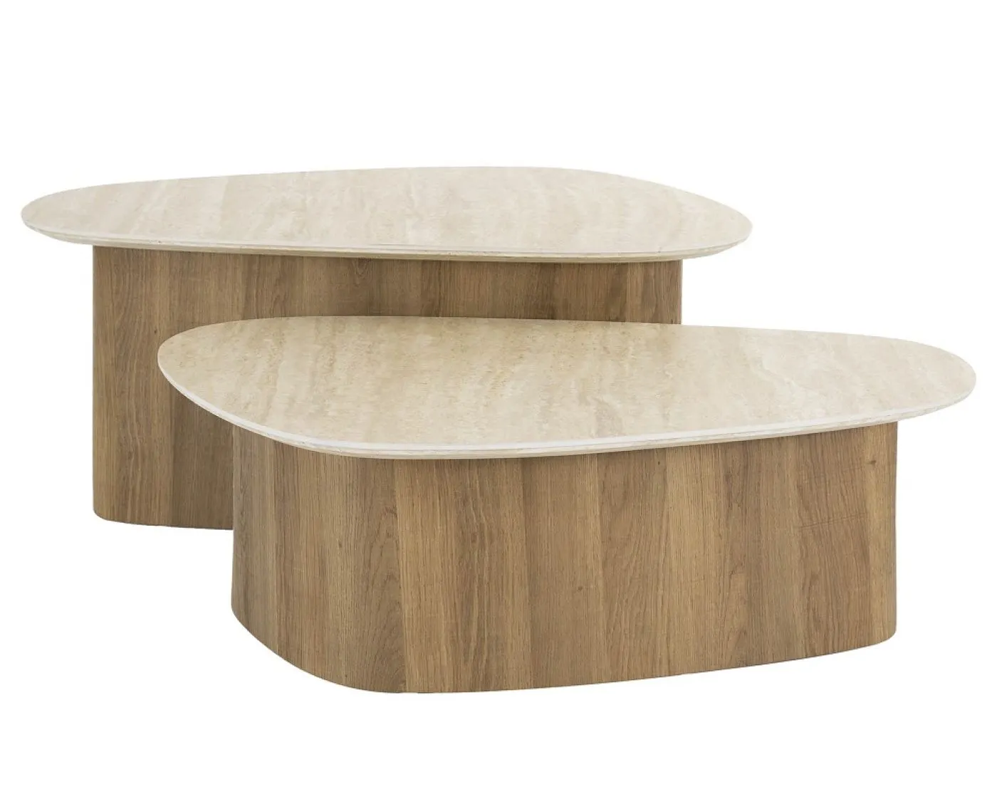 Couchtisch Set Lunge 2 | 2-teilig | Keramik Travertin | Naturfarben