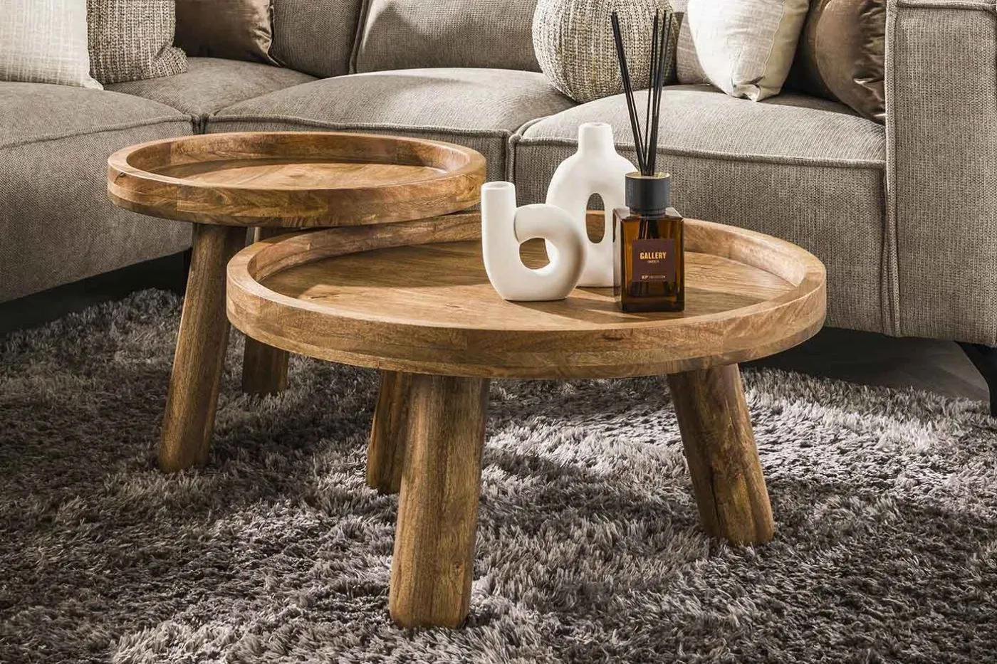 Couchtisch Set Mando | 2-teilig | Ø60/Ø80 | Mangoholz