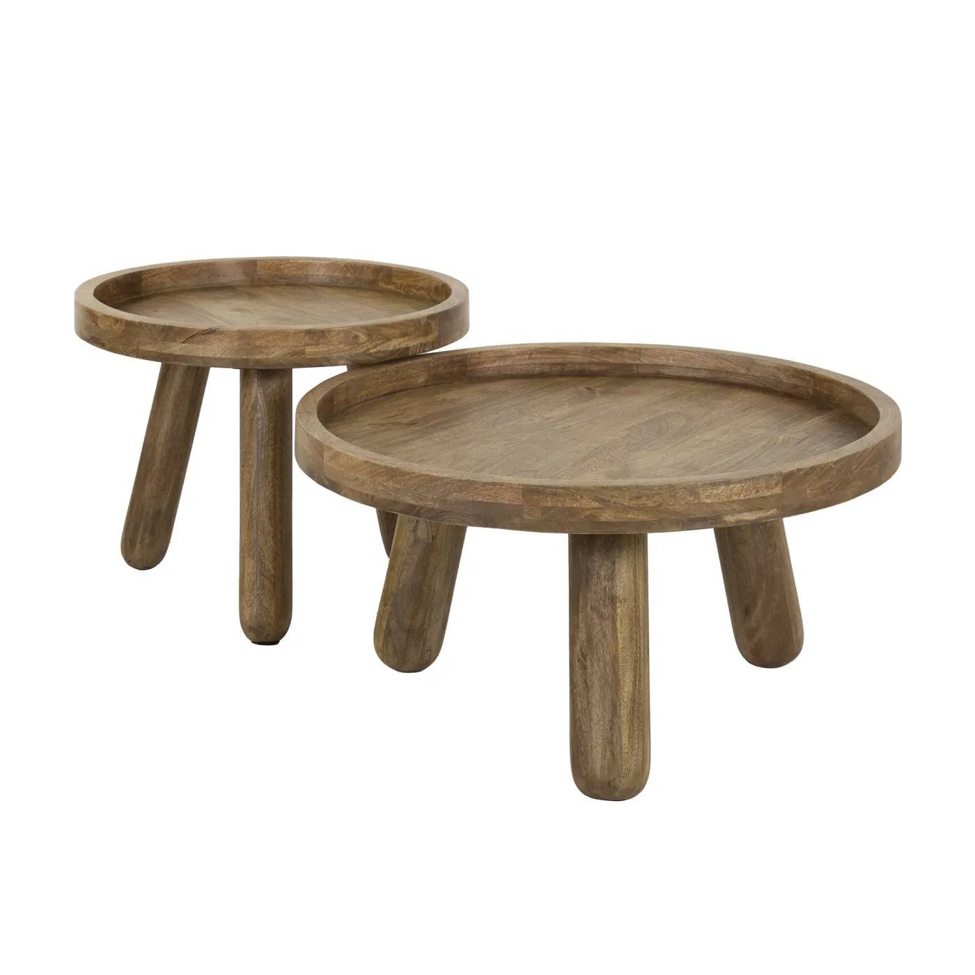 Couchtisch Set Mando | 2-teilig | Ø60/Ø80 | Mangoholz | Sandfarben