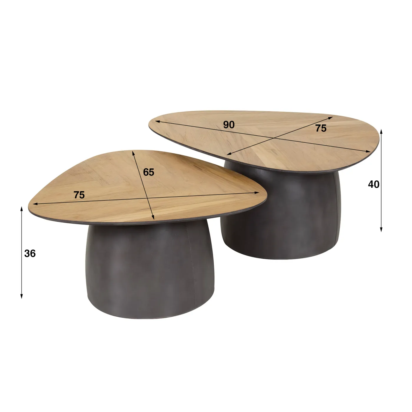 Couchtisch-Set Megan | 2-teilig | 90/65 | Teakholz | Naturfarben