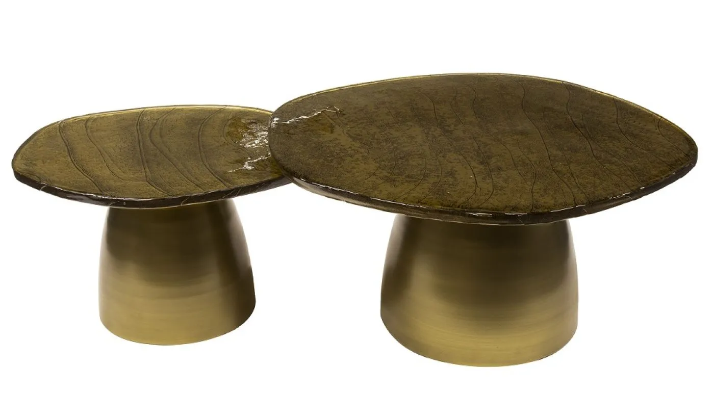 Couchtisch set Mira | 2-teilig | Glas | Antikgold